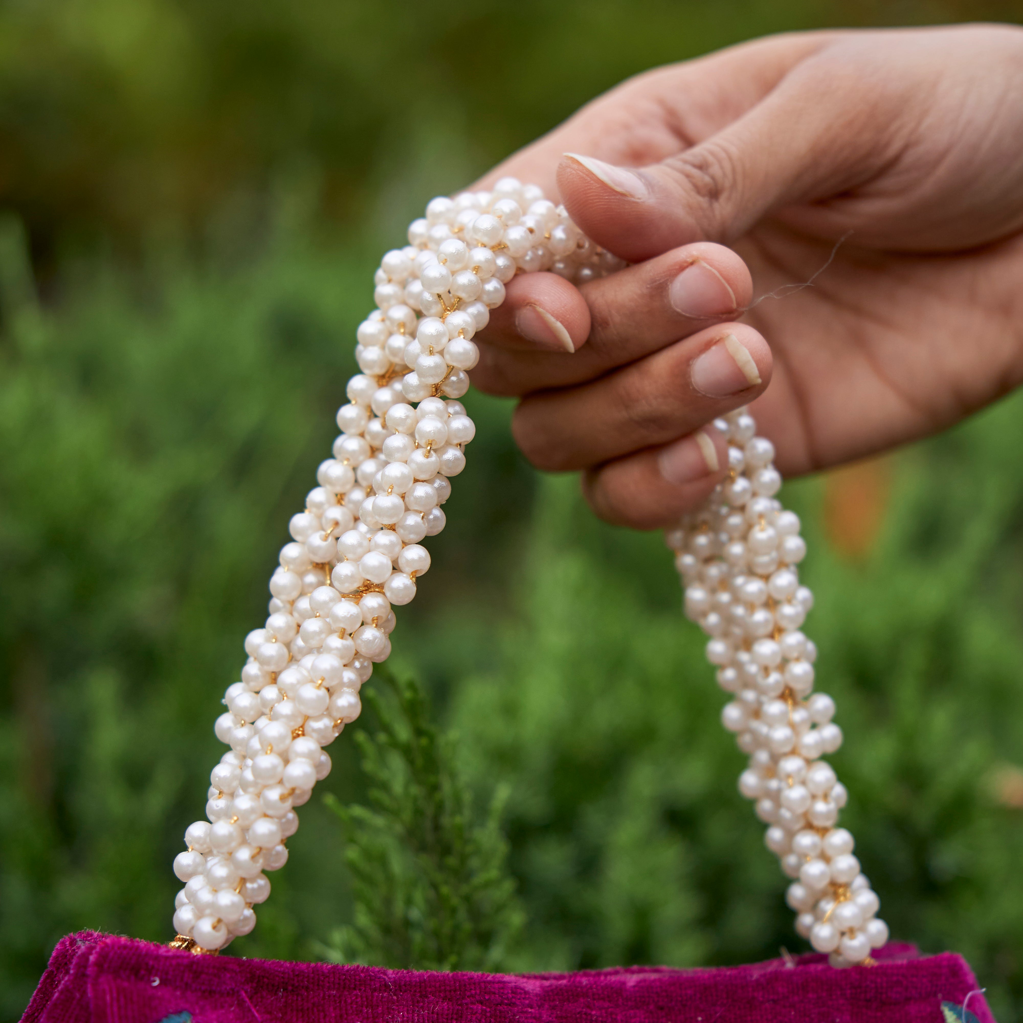 Cotton Velvet Womens Purple Pink Peacock Hand Bag