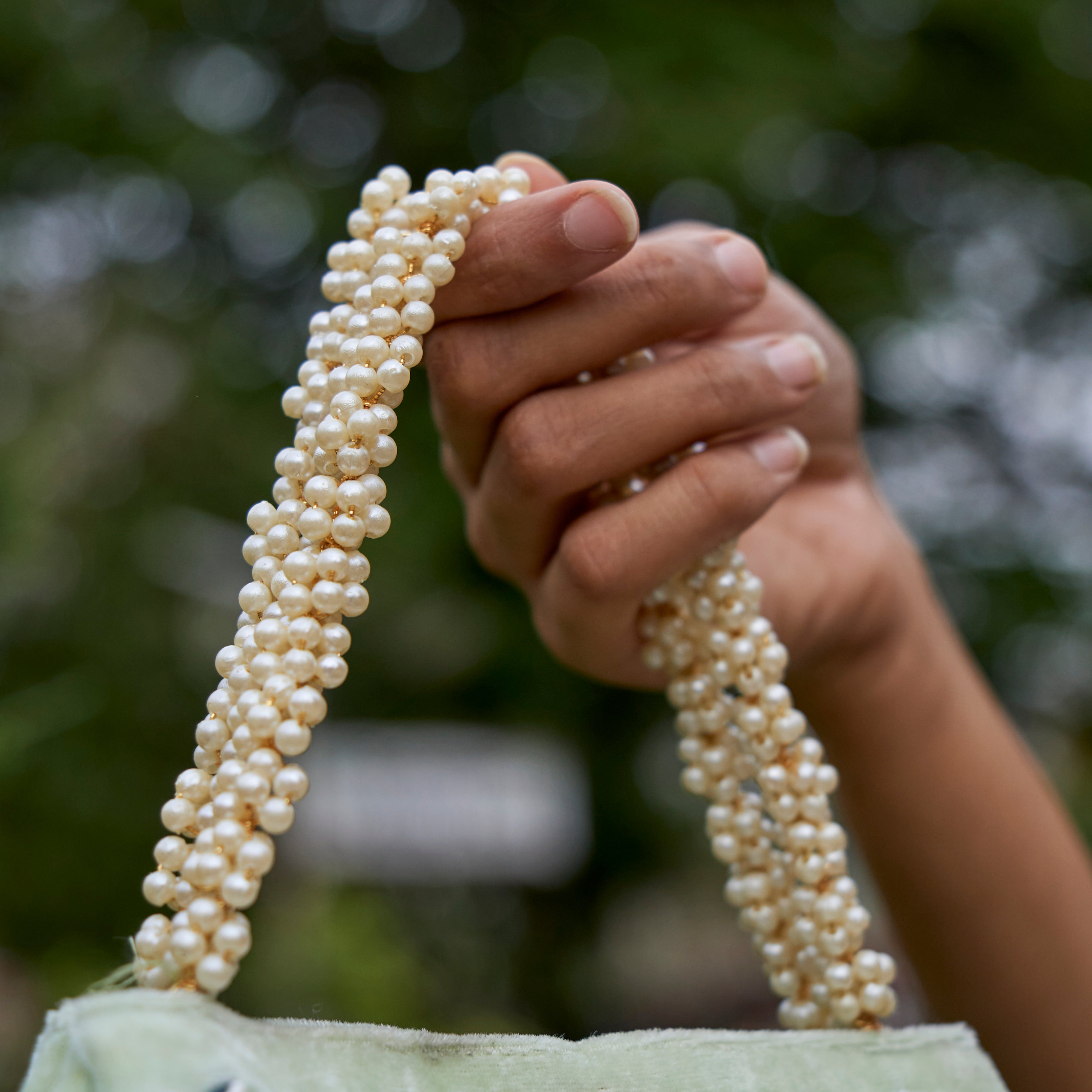 Cotton Velvet Womens Baby Blue Pink Peacock Hand Bag