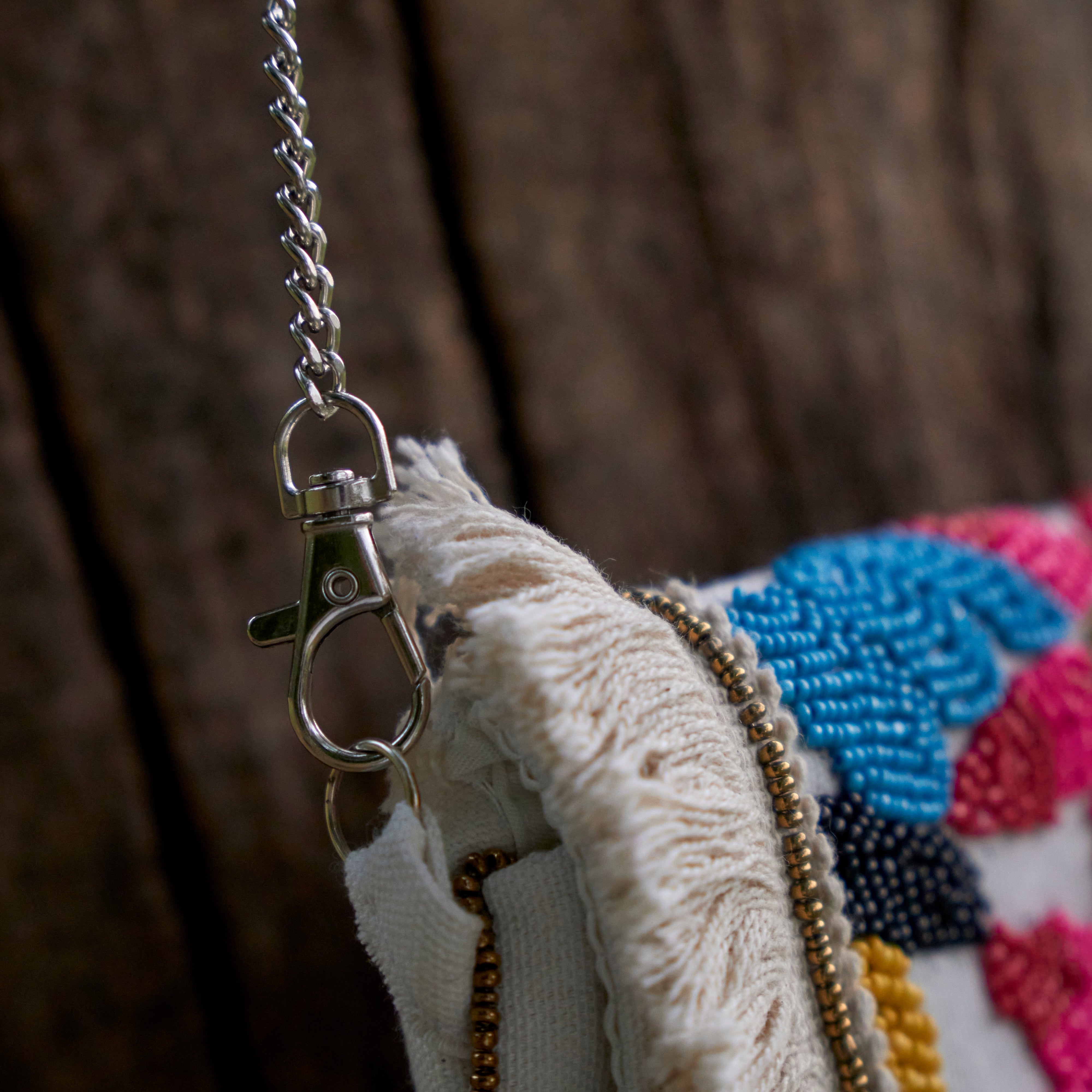 Cotton Jacquard Womens White Cream Pink Bag Sling