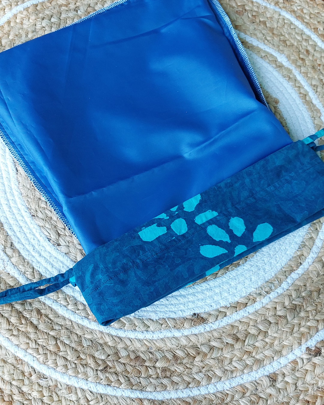 Indigo Turquoise Floral Dabu Print Shoe Bag