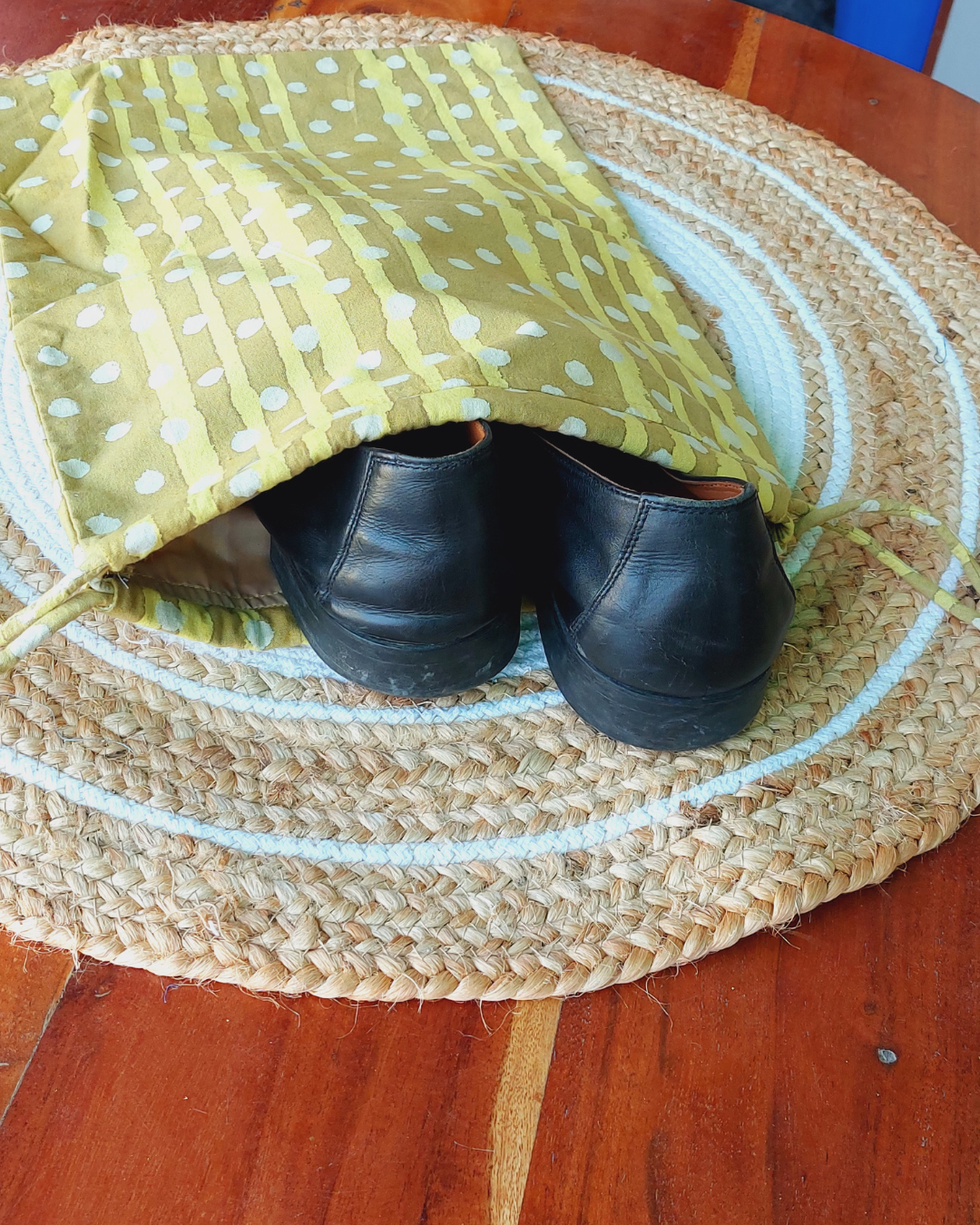 Cotton Olive Shoe Bag