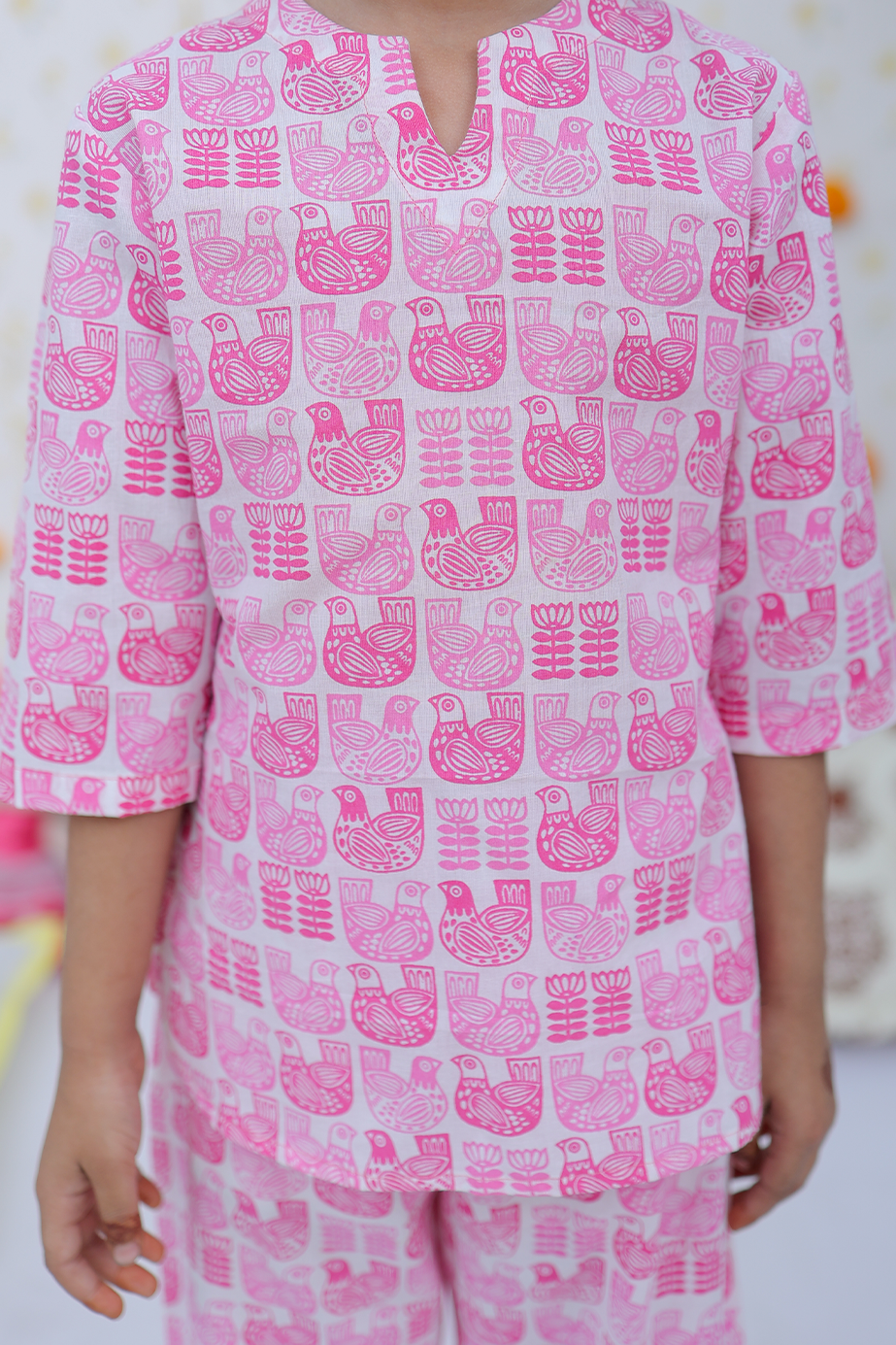 Cotton Pink Pigeons Girls Co-ord Set