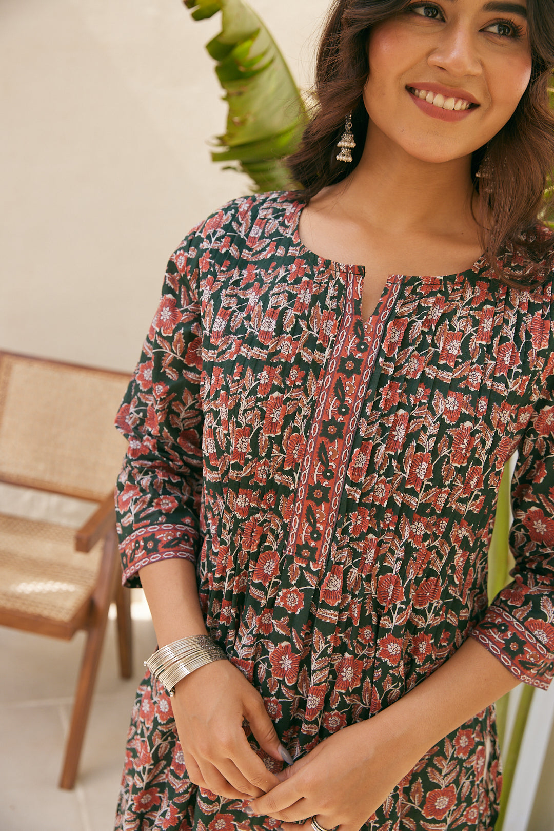 Cotton Green Floral Sunshine Long Kurti