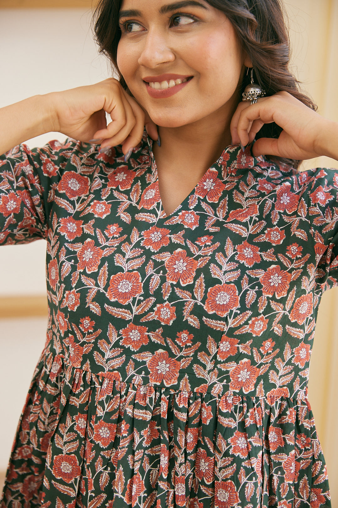 Cotton Green Floral Sunshine Short Kurti