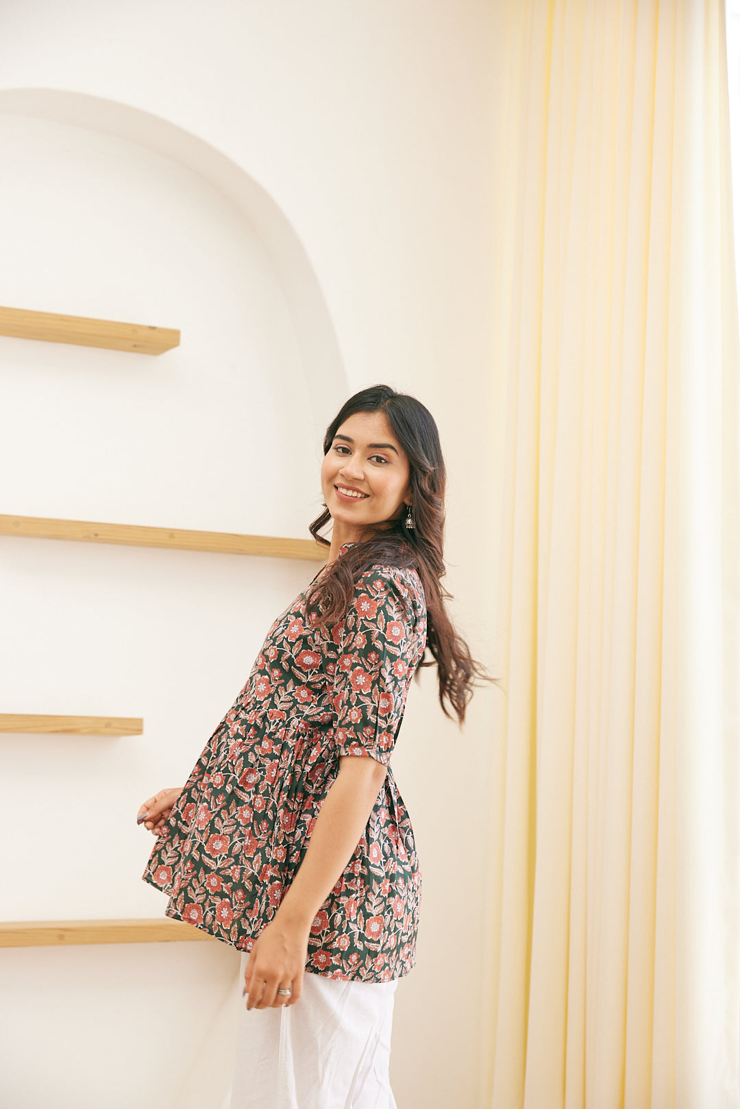 Cotton Green Floral Sunshine Short Kurti