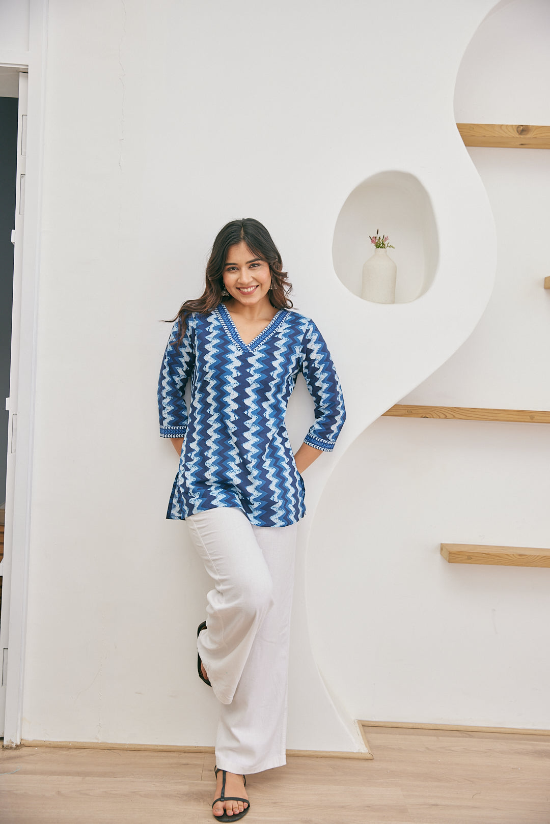 Cotton Blue Sunshine Short Kurti