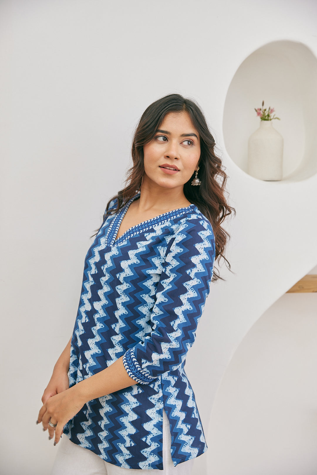Cotton Blue Sunshine Short Kurti