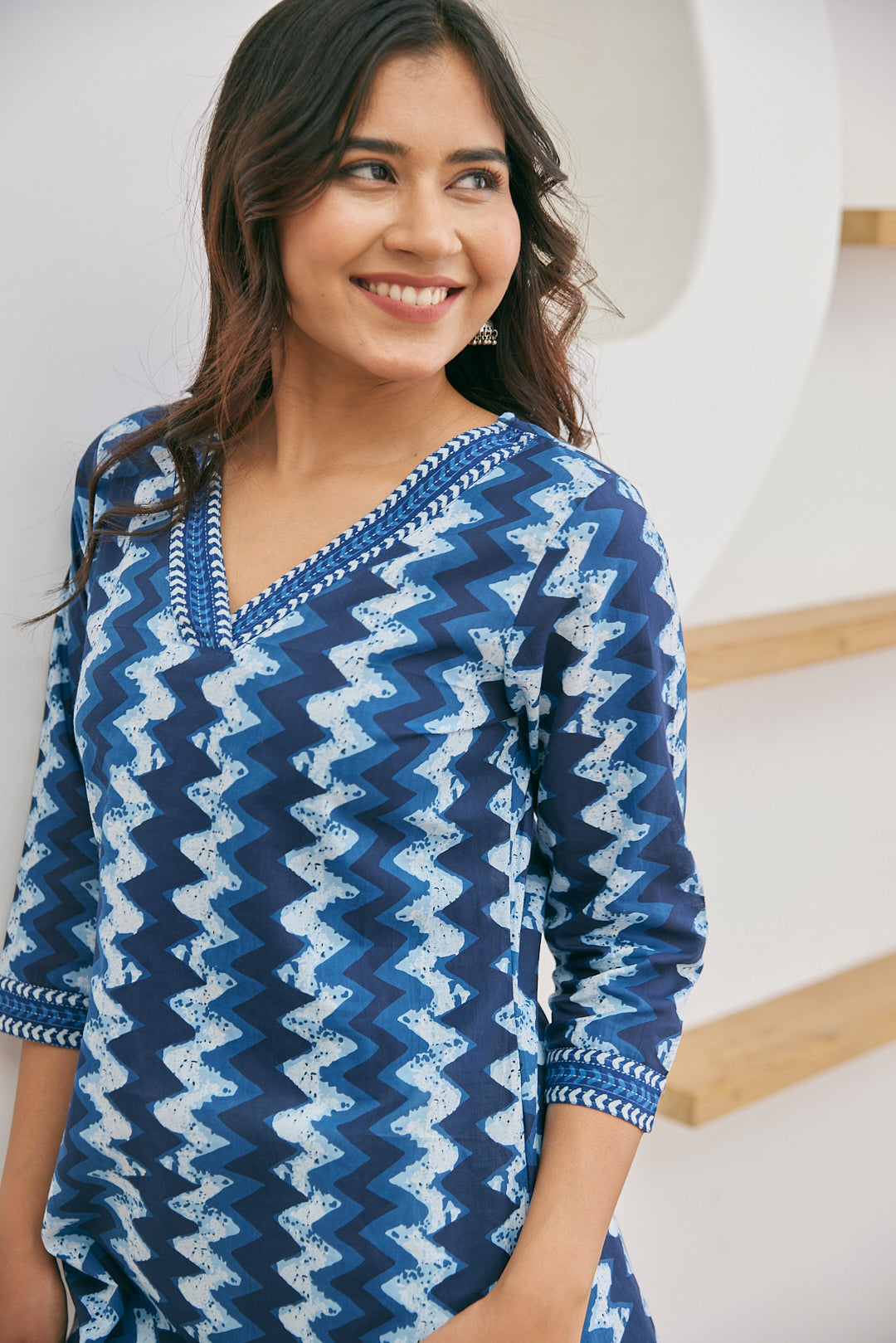 Cotton Blue Sunshine Short Kurti