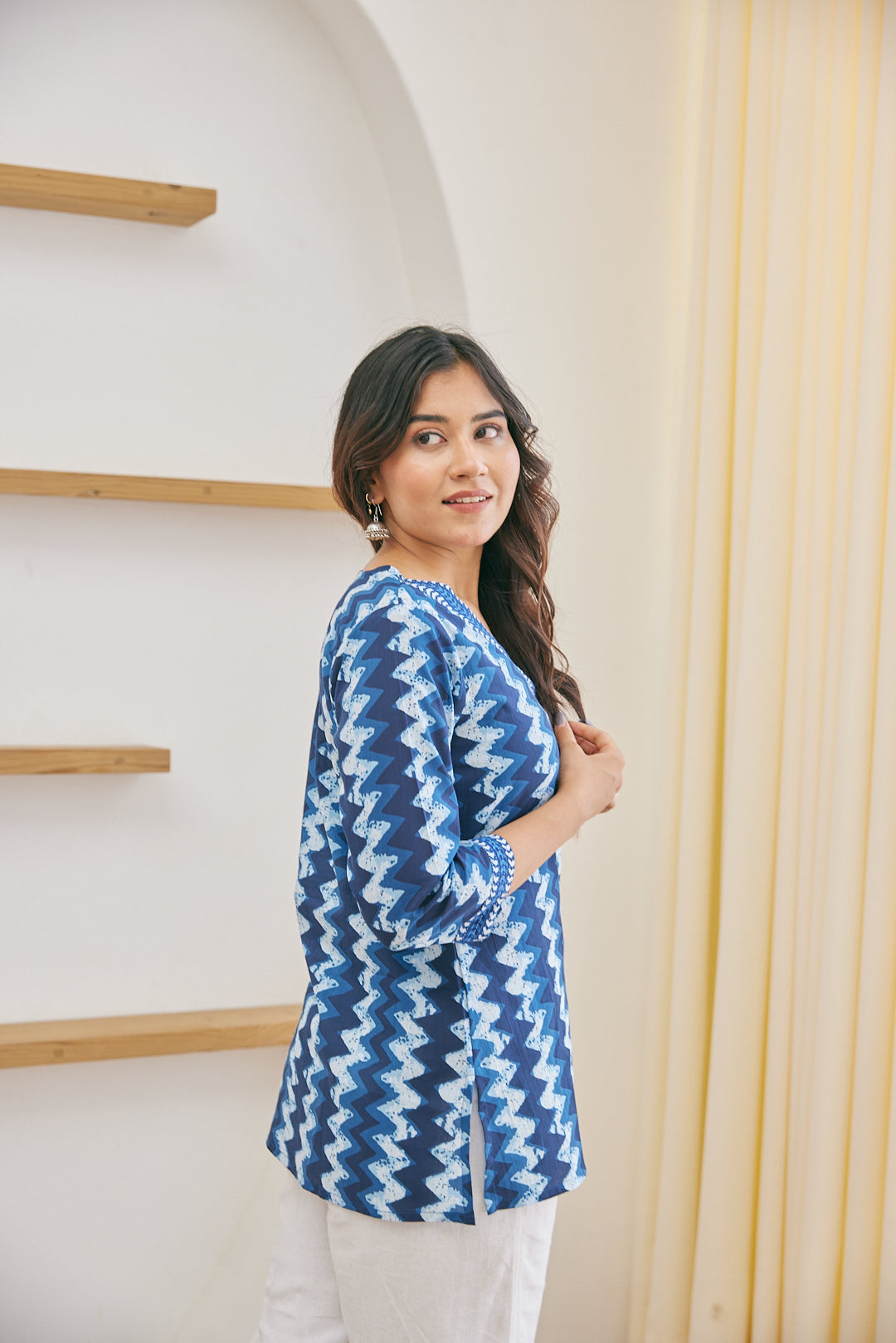 Cotton Blue Sunshine Short Kurti