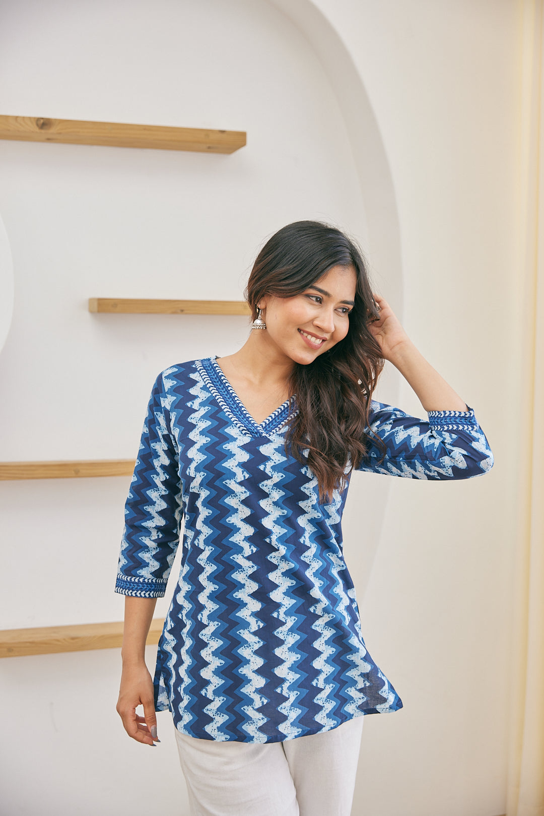 Cotton Blue Sunshine Short Kurti