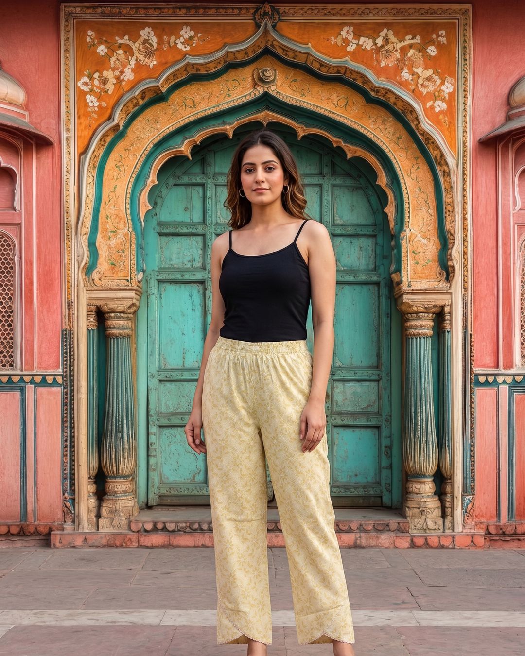 Cotton Dark yellow Women Straight Pant