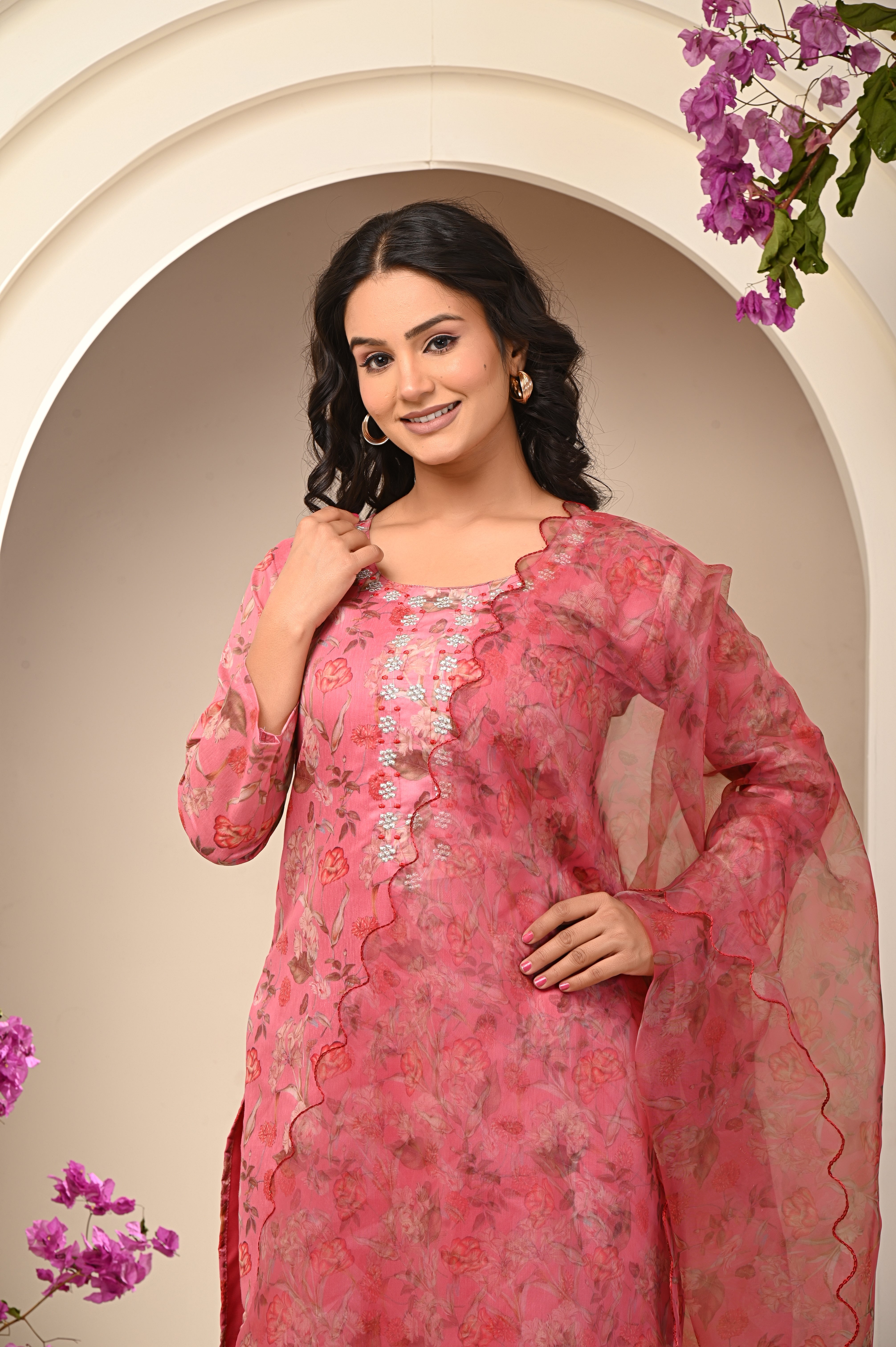 Cotton Pink- Floral Women's Suit Set