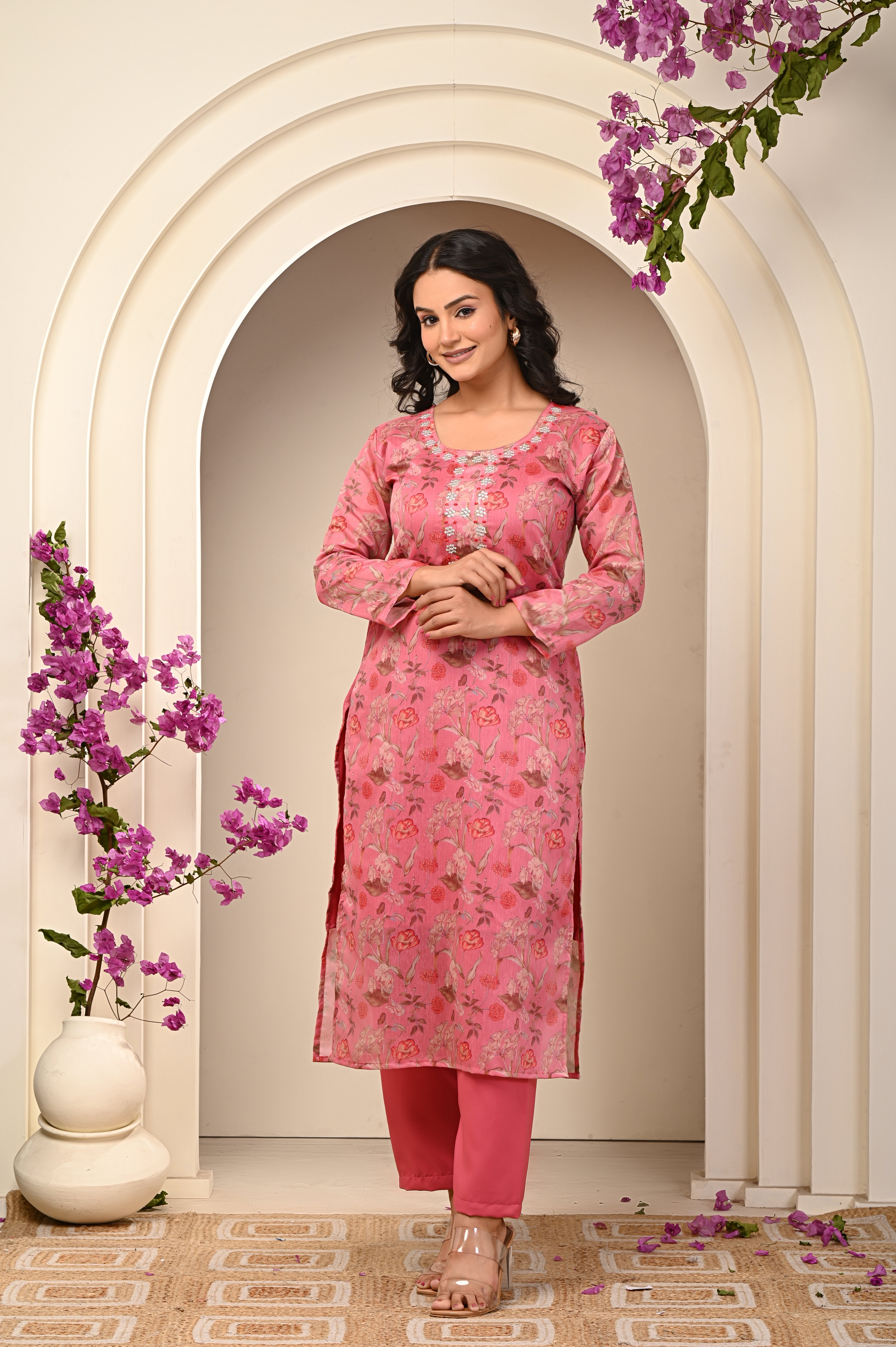 Cotton Pink- Floral Women's Suit Set