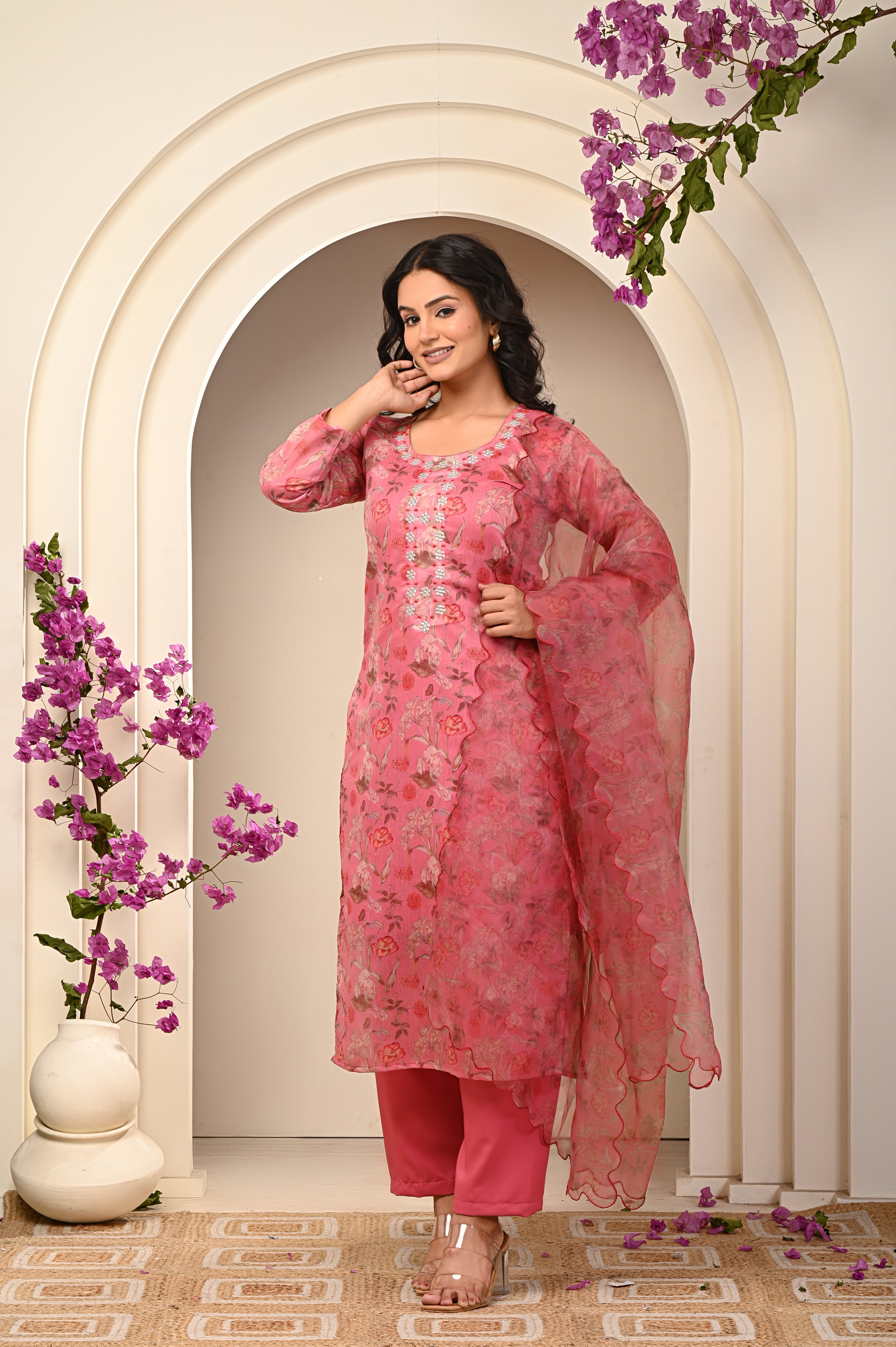 Cotton Pink- Floral Women's Suit Set