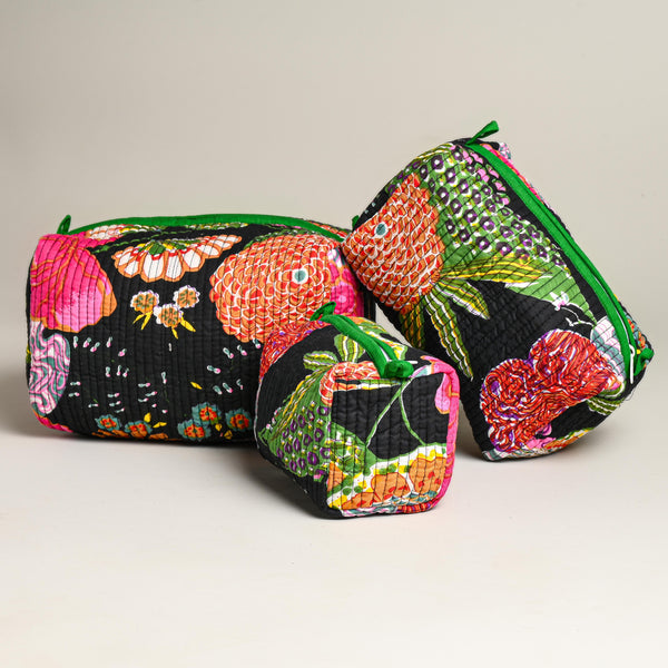 Utility Pouch - Bright Pink Butterfly  - Set of Three