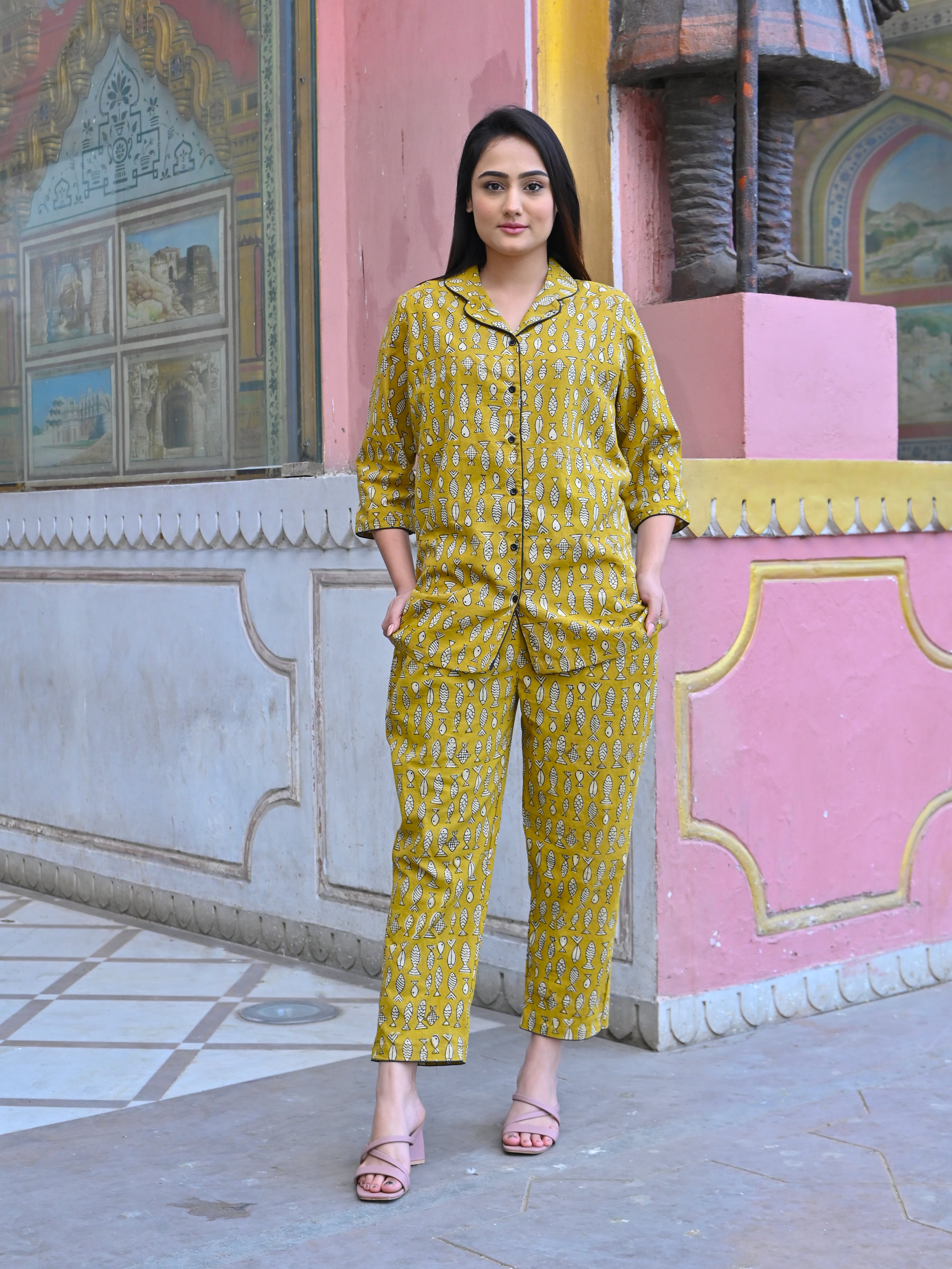 Cotton Bagru Print Fish Co-ord Set