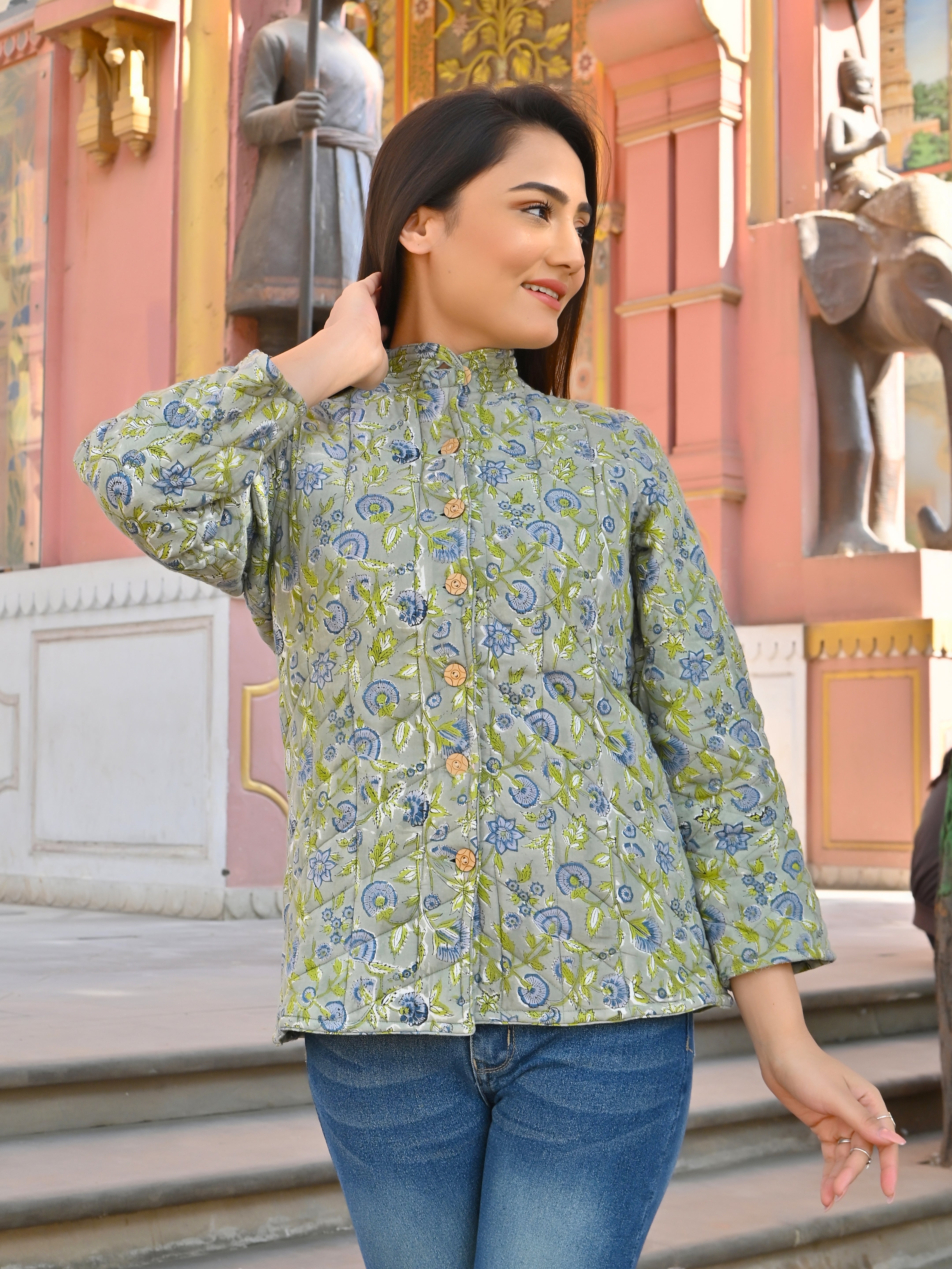 Emeralds Cotton Quilted Full Sleeves Jacket