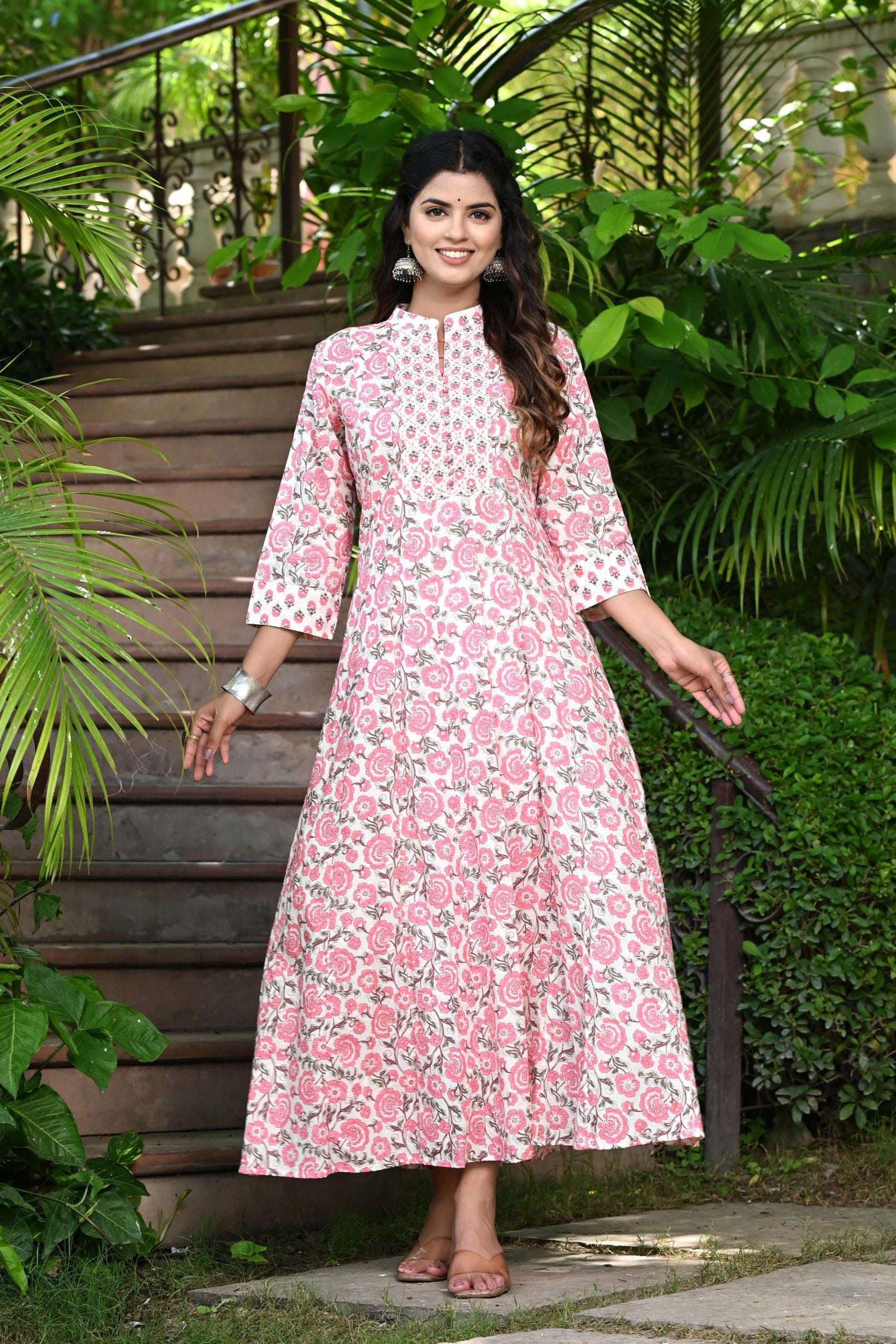 Pink Roses Anarkali Kurti 1