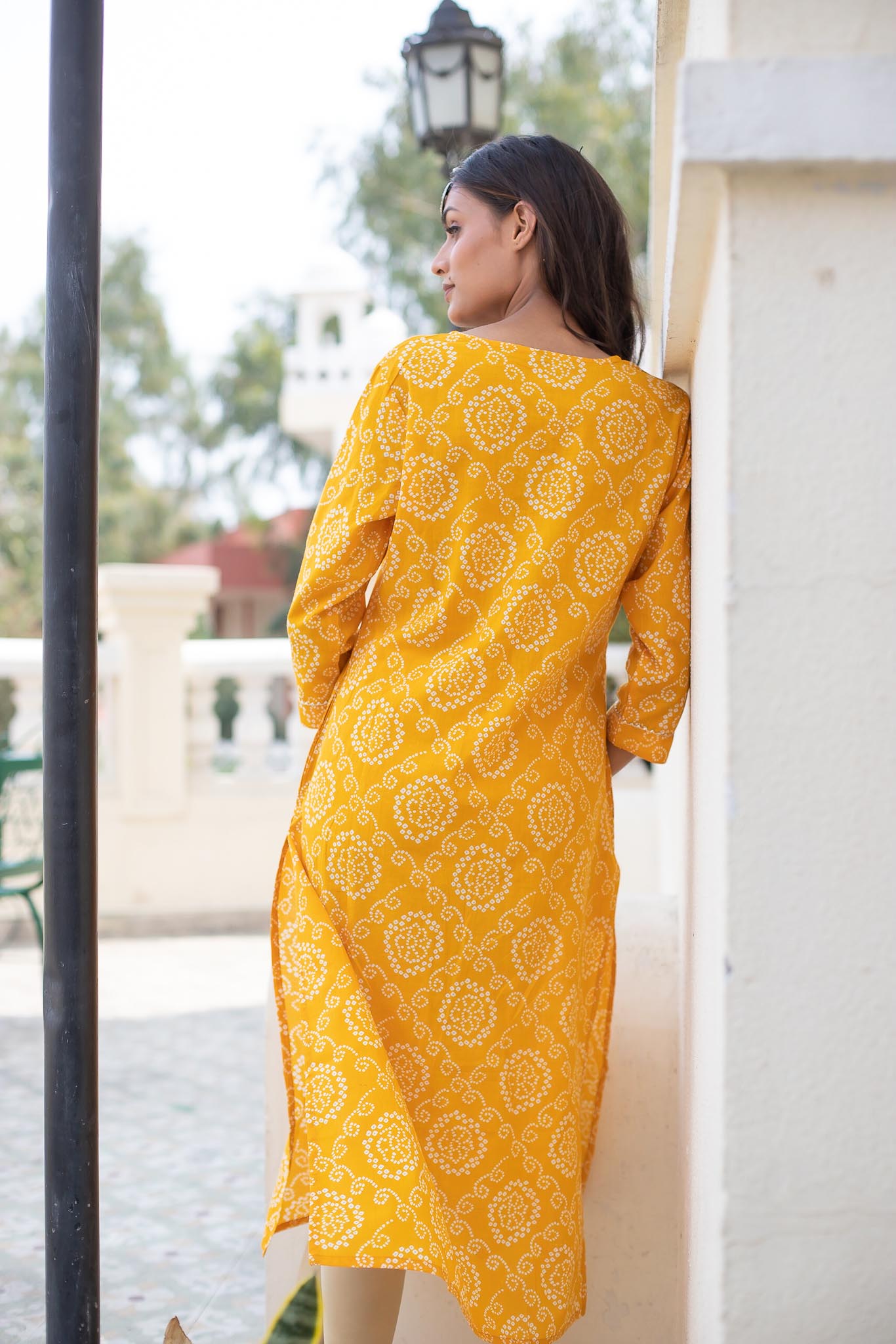 Sunny Yellow Bandhej Cotton Kurti by Tthappa Chapai 2