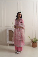 Madhuvan Pink Cotton Kurta Set of 3 4