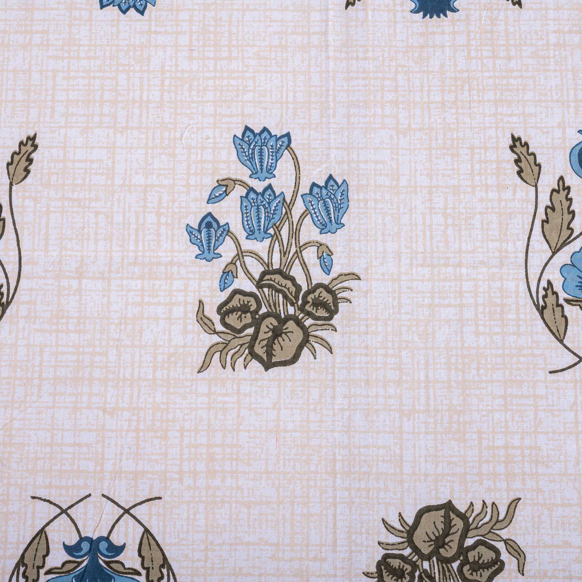 Cotton Queen Size Bedsheet - Blue Green Booti
