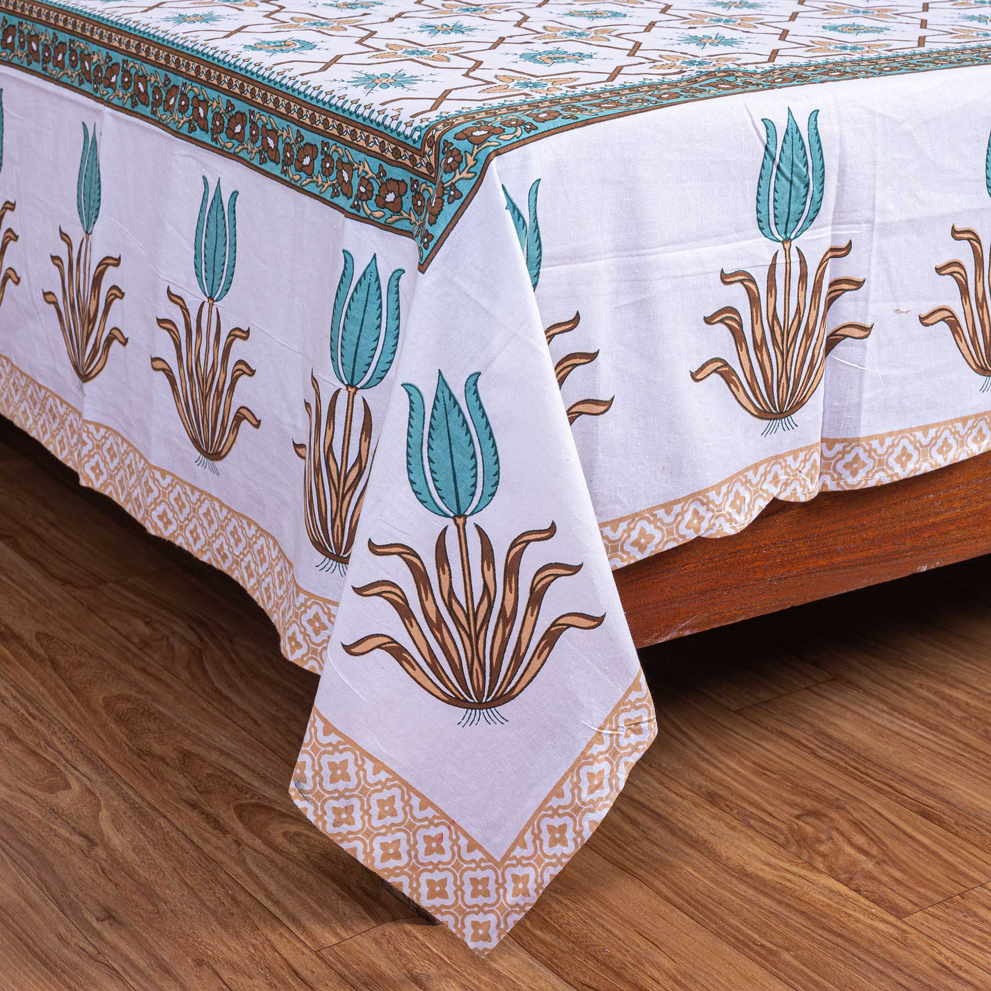 Cotton Queen Size Bedsheet - Yellow Trellis