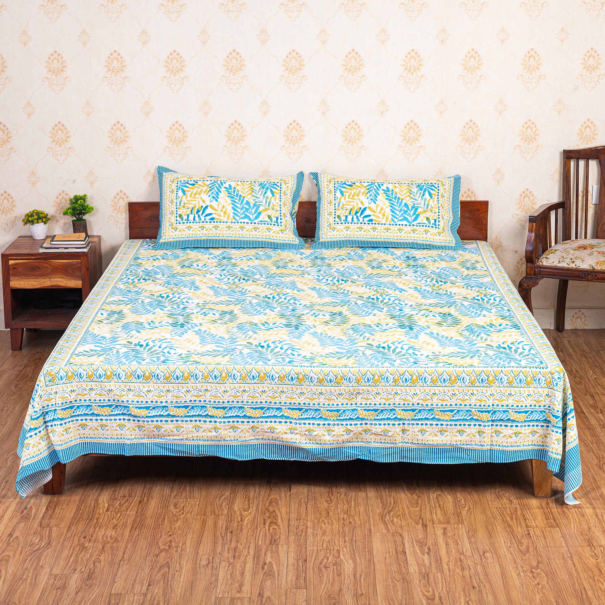 Cotton Queen Size Bedsheet - Autumn Breeze