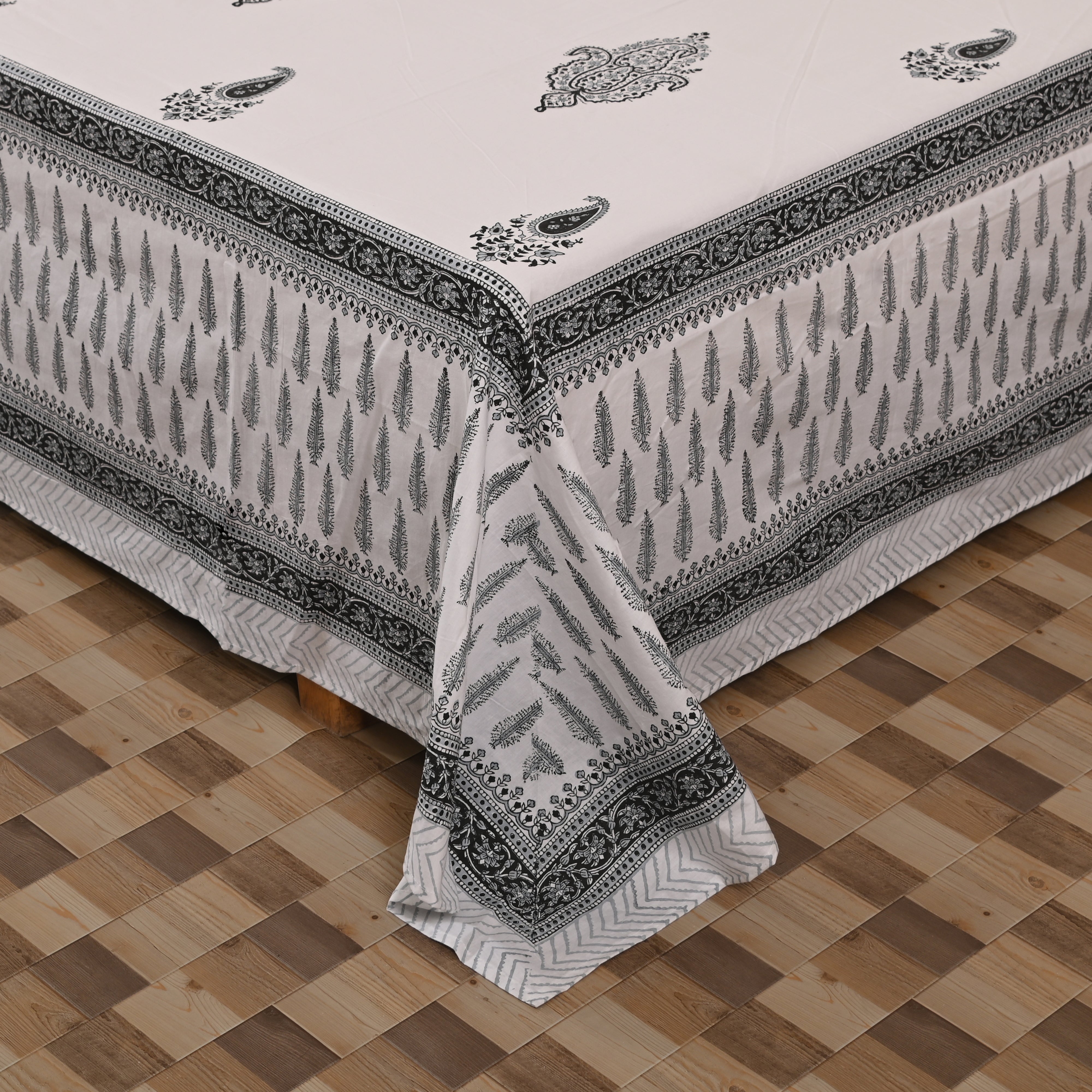 Cotton Block Print King Size Bedsheet | Blushing Boota