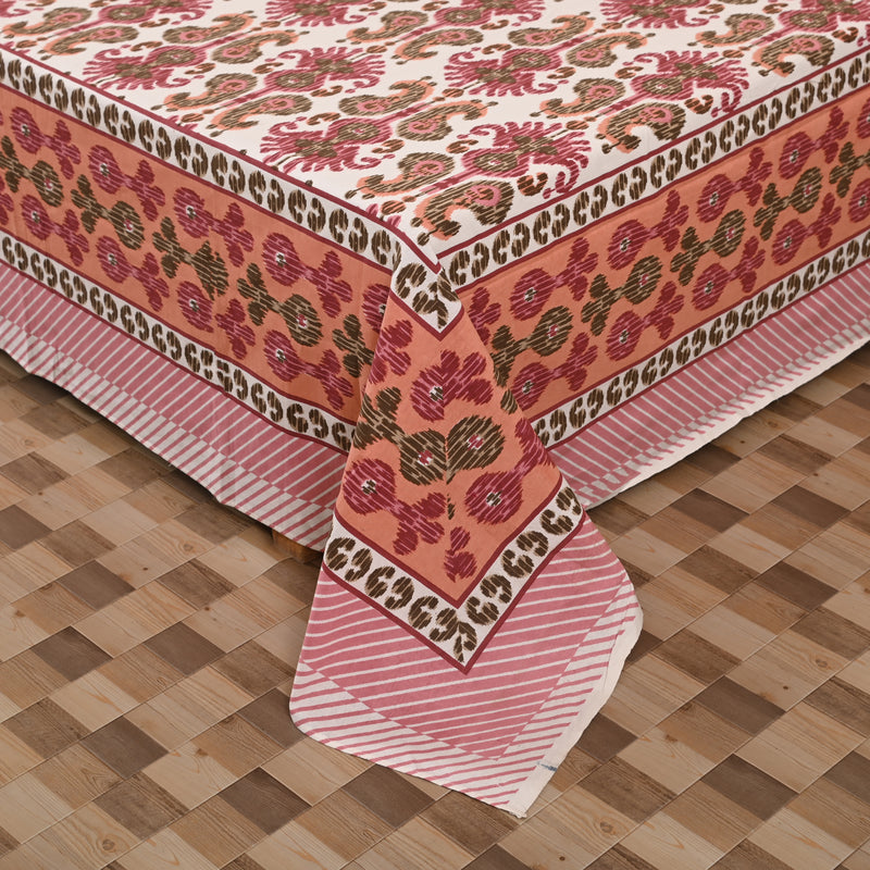 Cotton Jumbo King Size Bedsheet | Pink Trellis