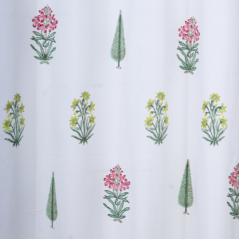 Drill Cotton Curtain Yellow-Green Asokam Block Print