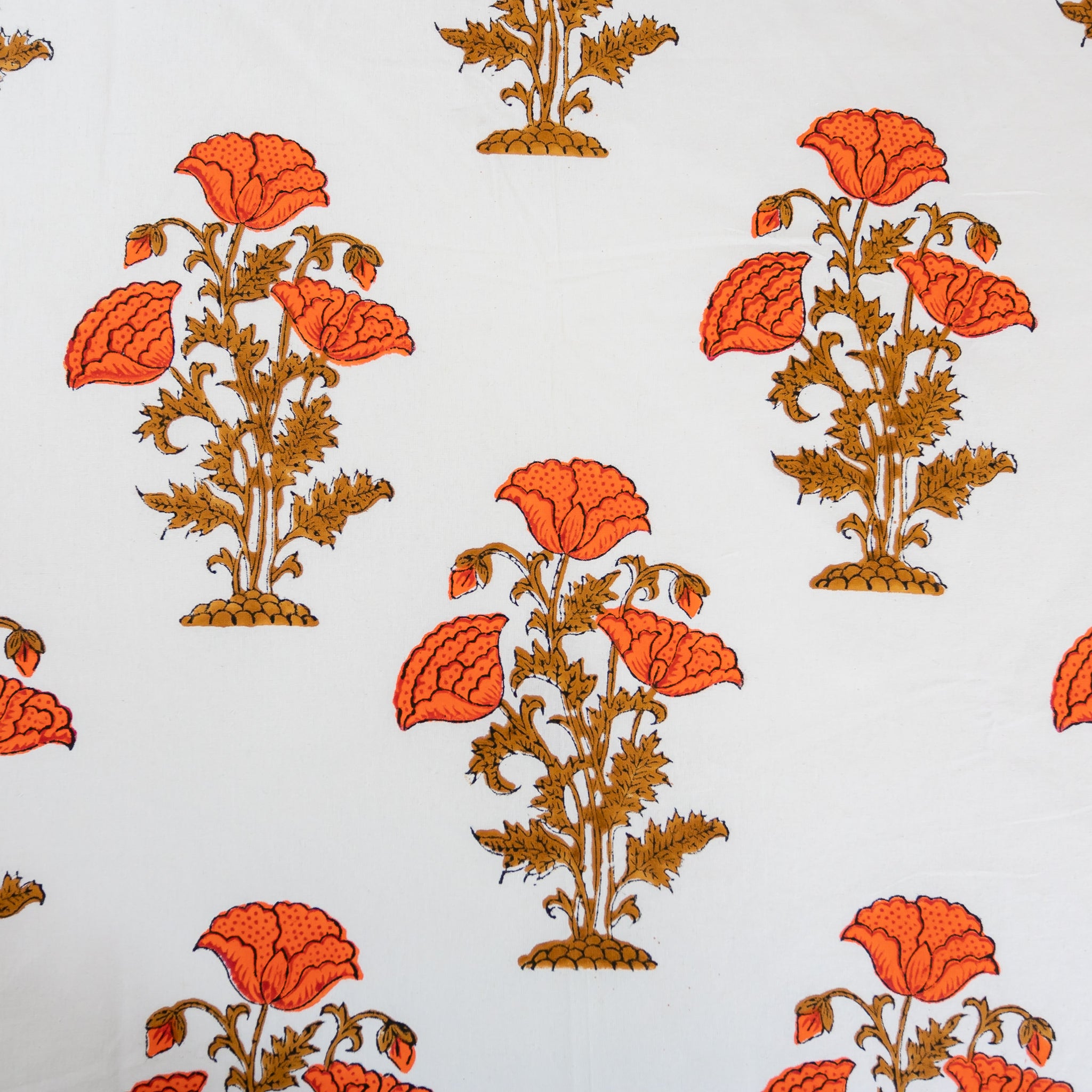 Cotton Table Cover Orange Brown Boota Block Print 2