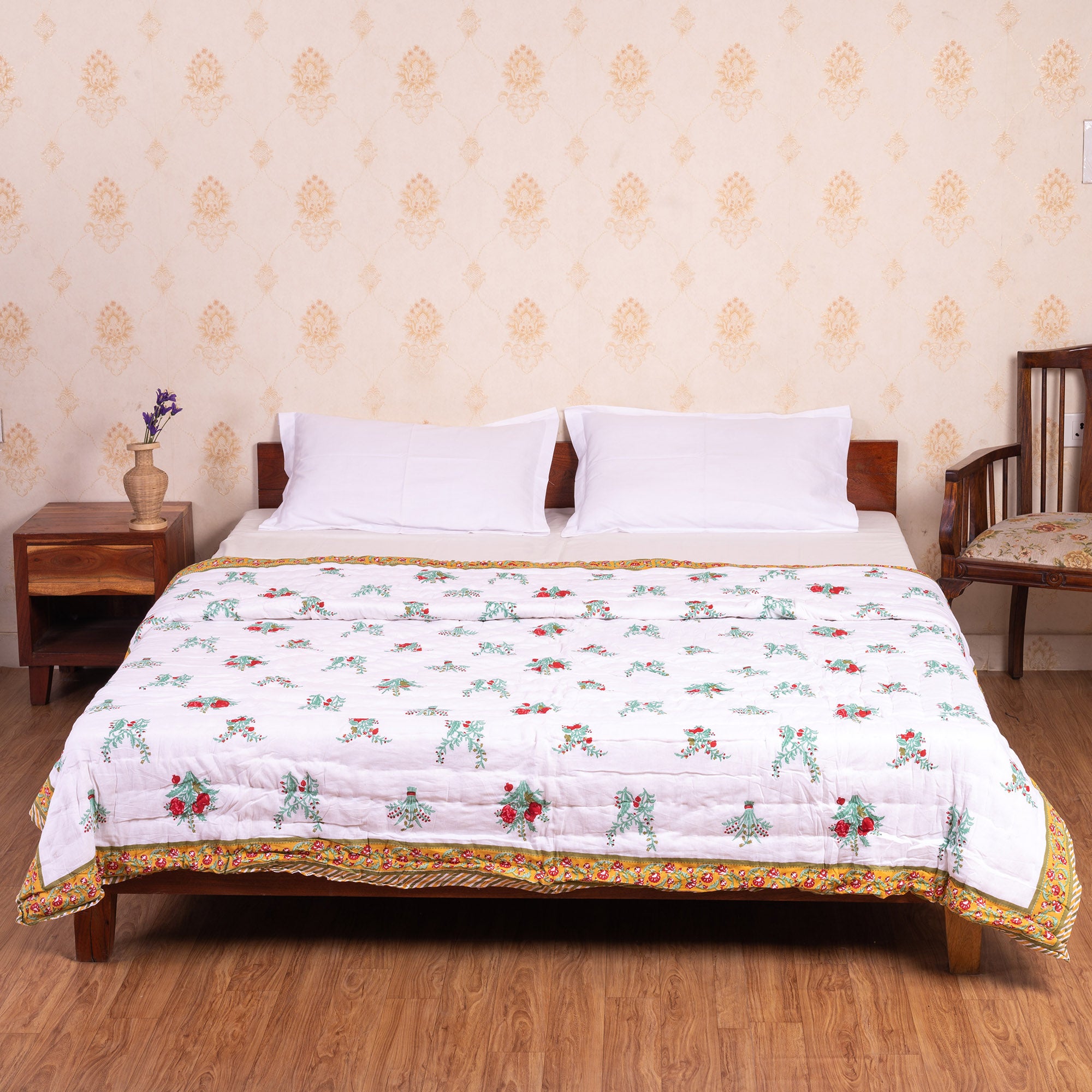 Cotton Mulmul Queen Size Jaipuri Razai Quilt - Bloom Bazaar