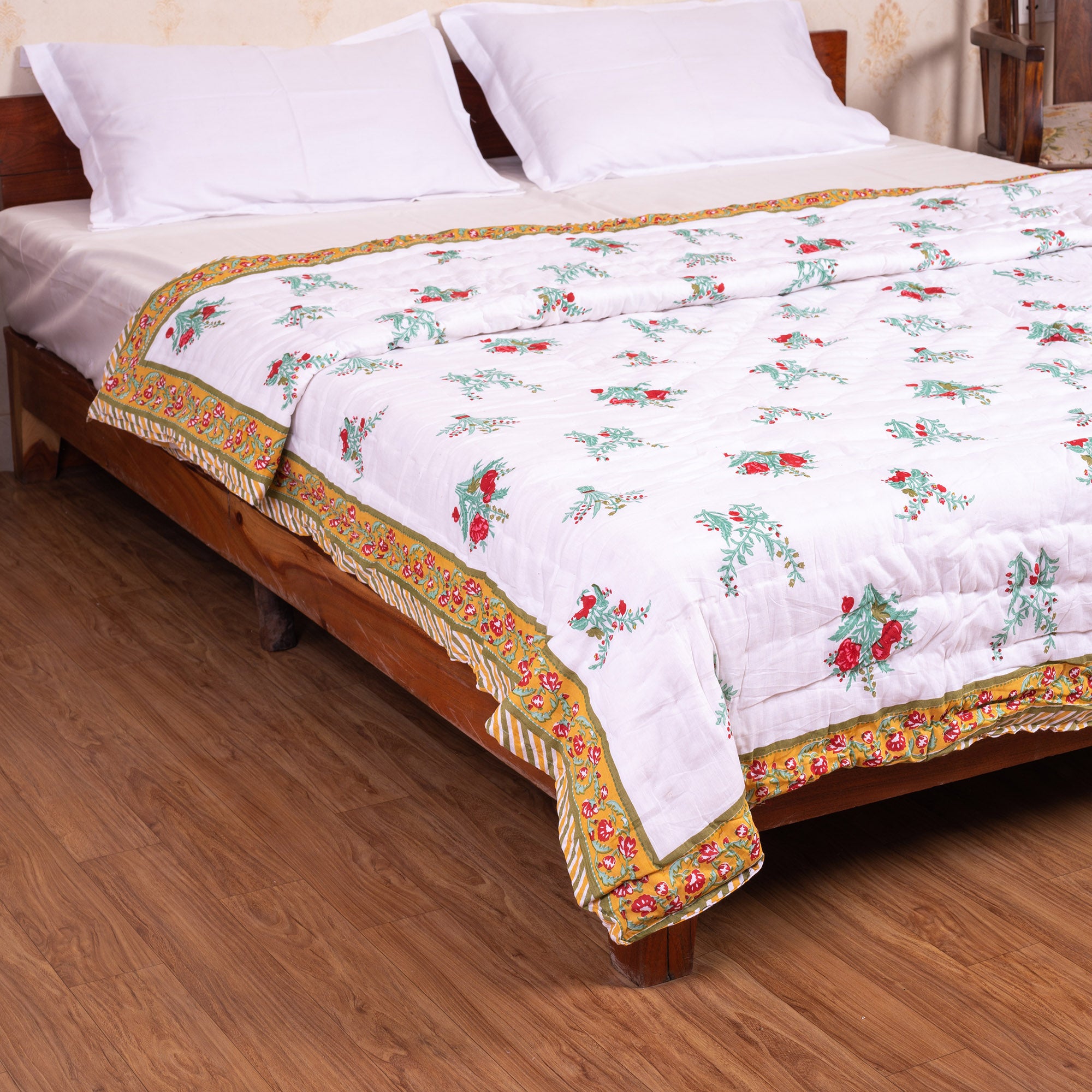 Cotton Mulmul Queen Size Jaipuri Razai Quilt - Bloom Bazaar