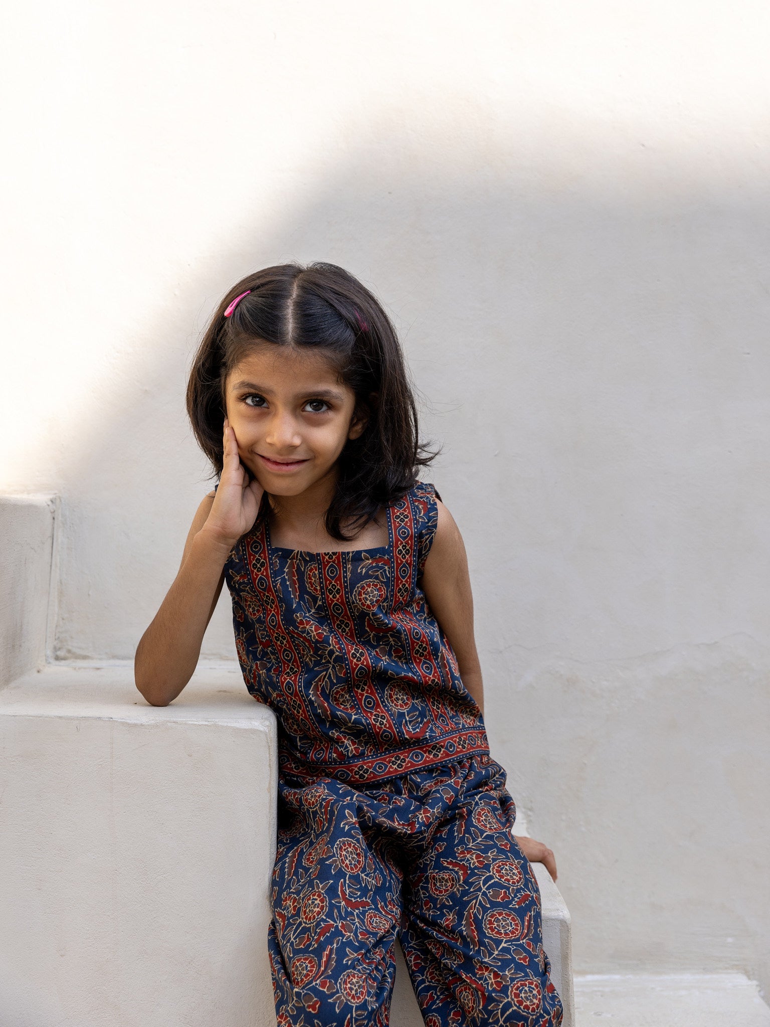 Cotton Bagru Print Floral Girl's Co-ord Set