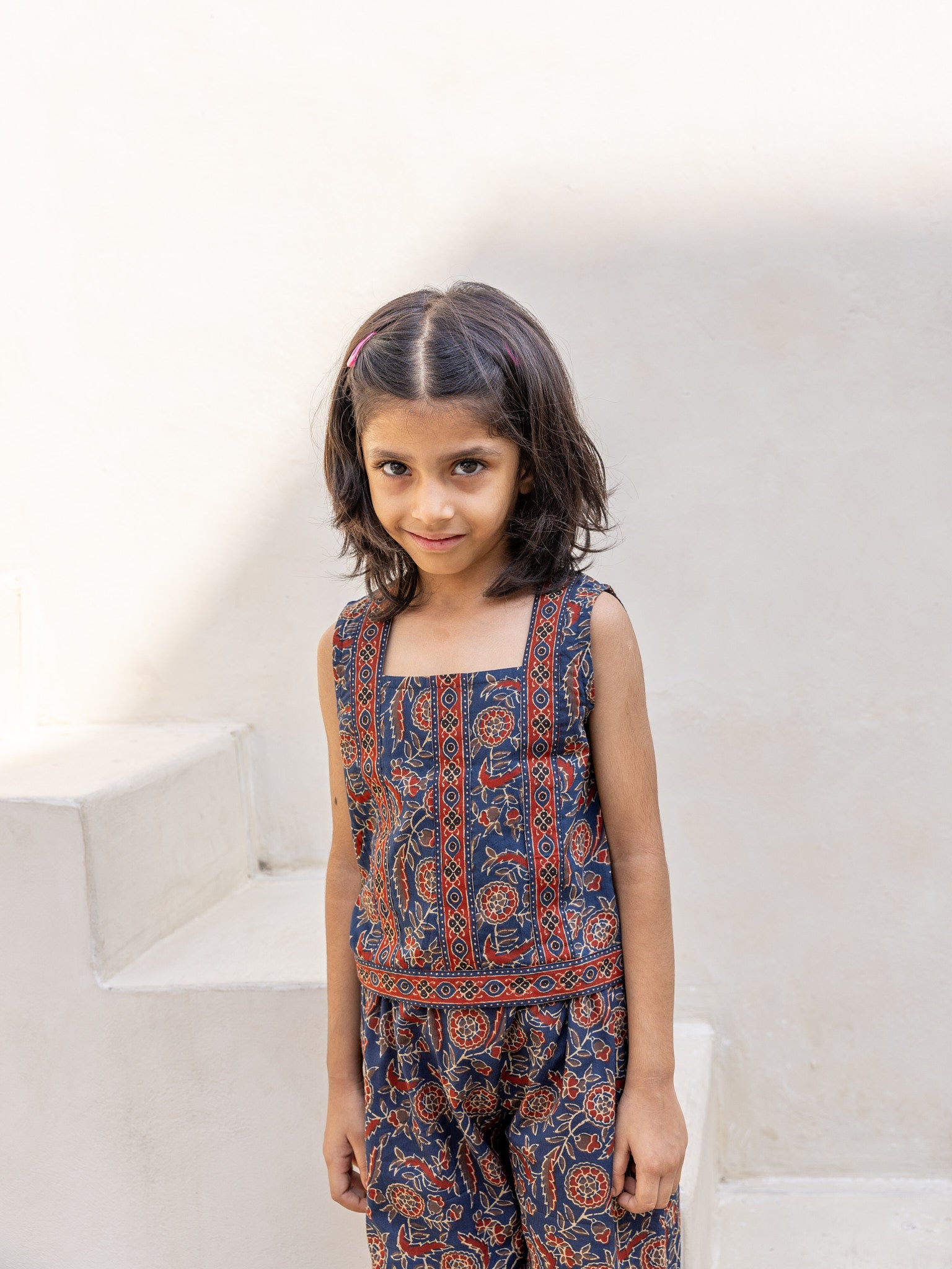 Cotton Bagru Print Floral Girl's Co-ord Set