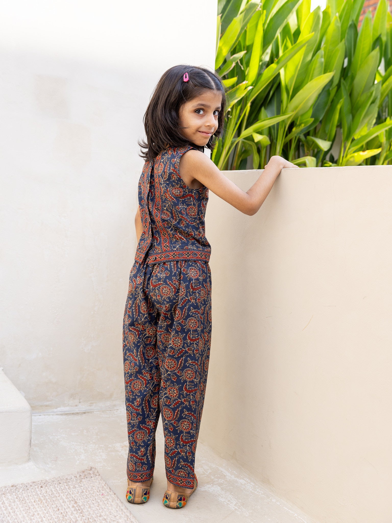 Cotton Bagru Print Floral Girl's Co-ord Set