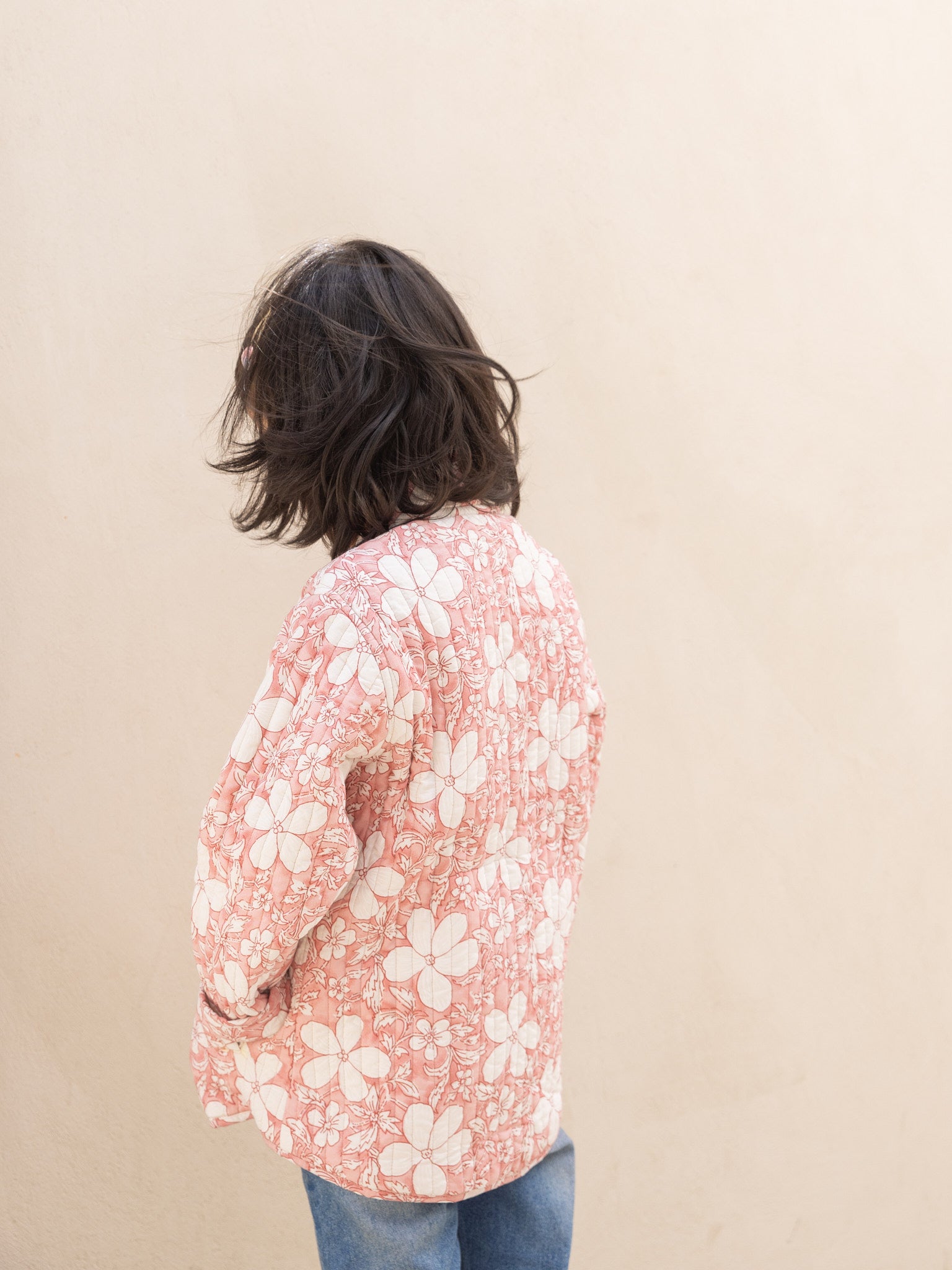 Cotton Kids Quilted Pink-White Fullsleeves Jacket