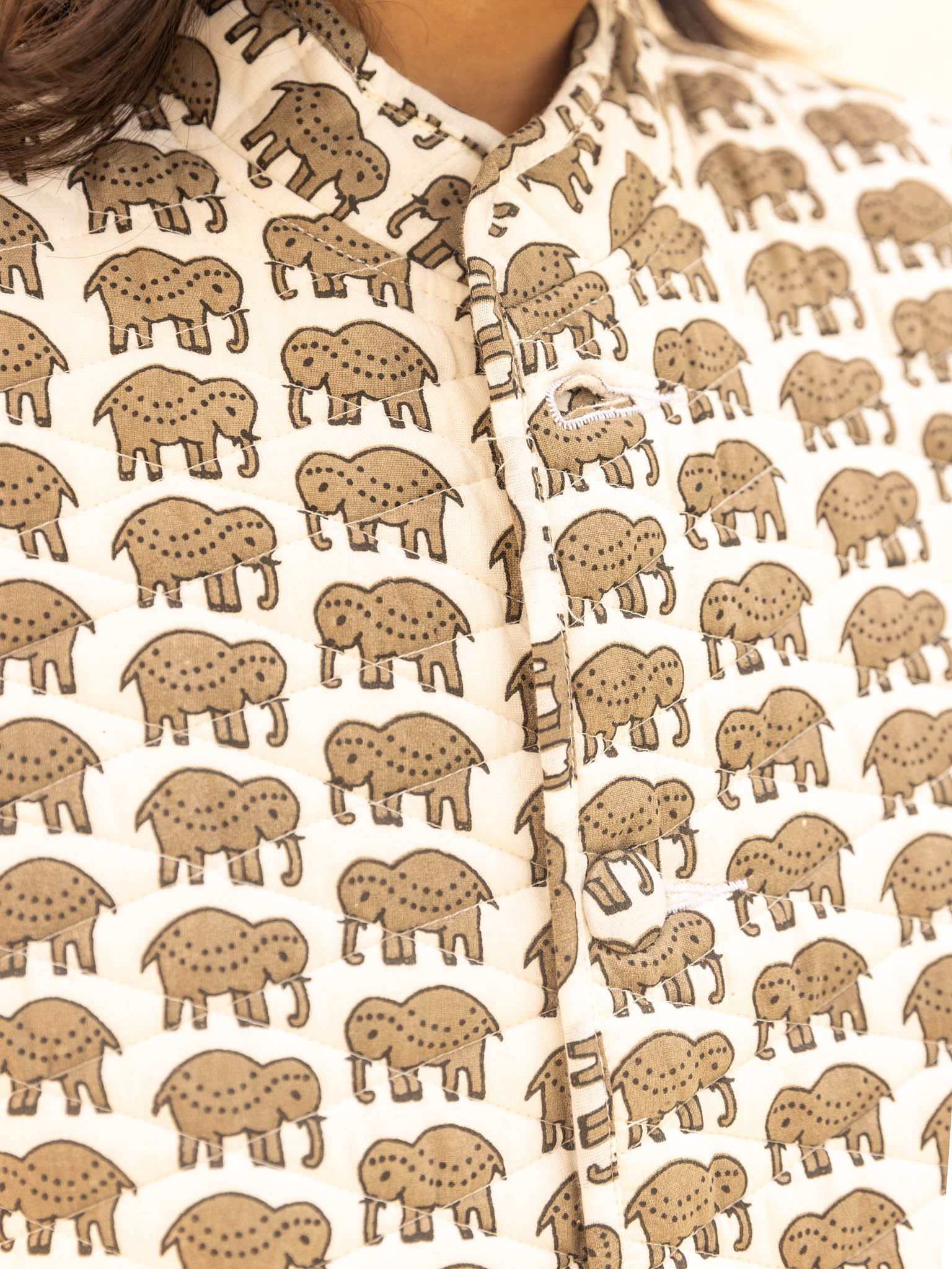 Cotton Kids Quilted Grey-White Sleevless Jacket