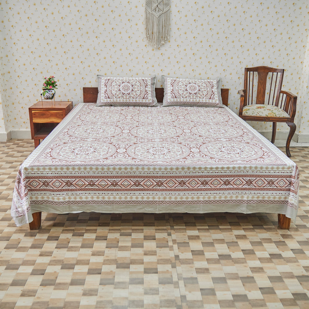 Cotton Flower Bel Print turkish Rose Queen Size Bedsheet
