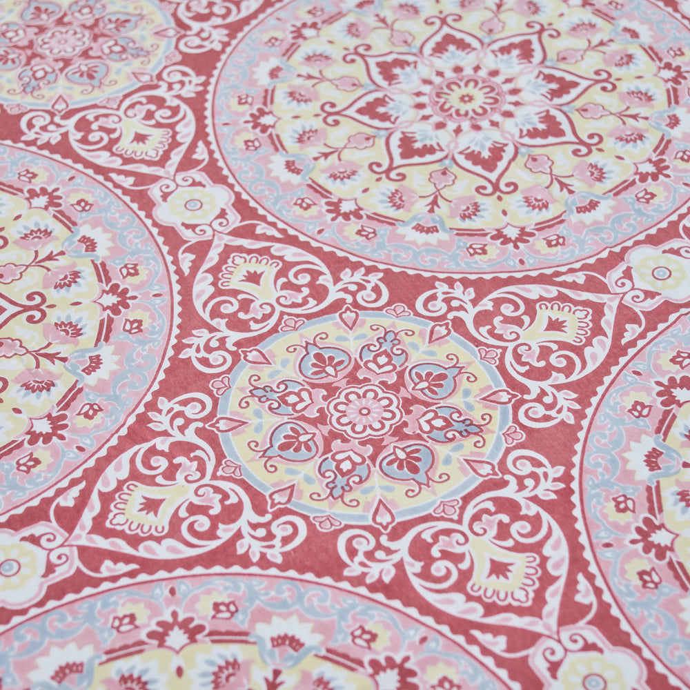 Cotton Flower Bel Print Red Yellow Queen Size Bedsheet