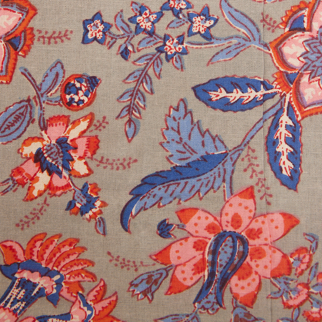 Cotton Queen Size Bedsheet Grey Pink Floral Print