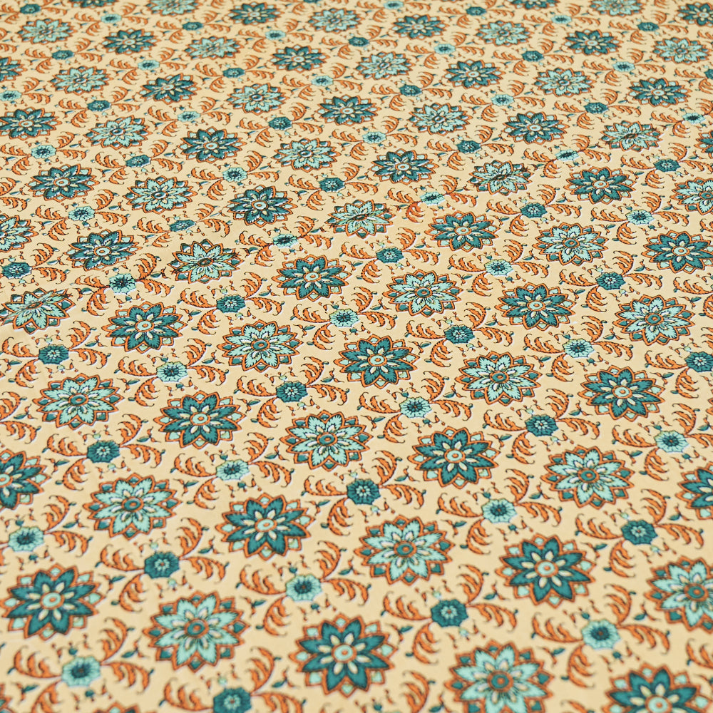 Cotton Long Bel Peach Green Queen Size Bedsheet