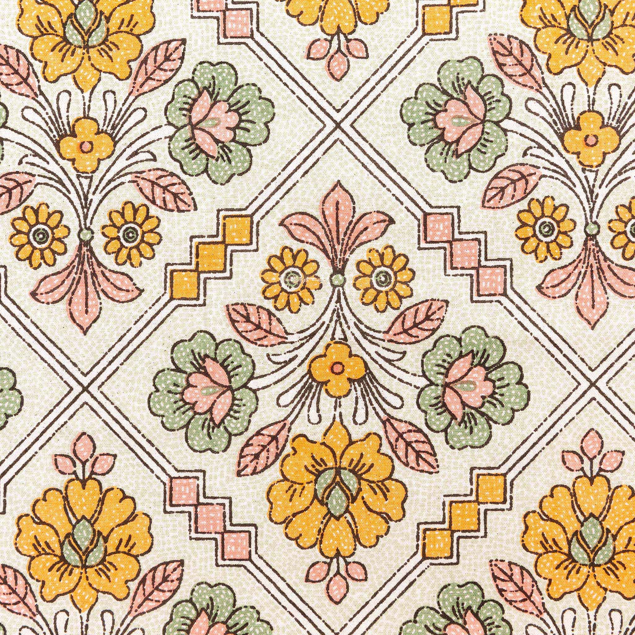 Cotton Pink-Yellow Floral Queen Size Bedsheet
