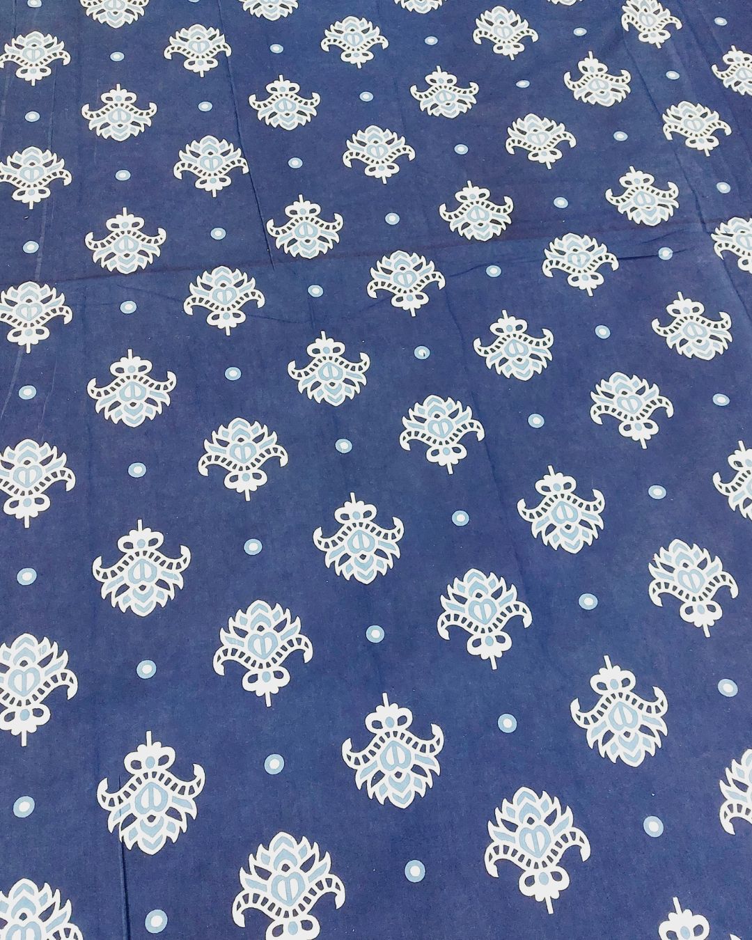 Cotton Queen Size Bedsheet Blue Lotus Print