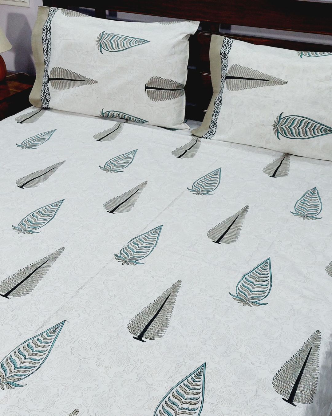 Cotton Block Print King Size Bedsheet | Nature's Bouquet