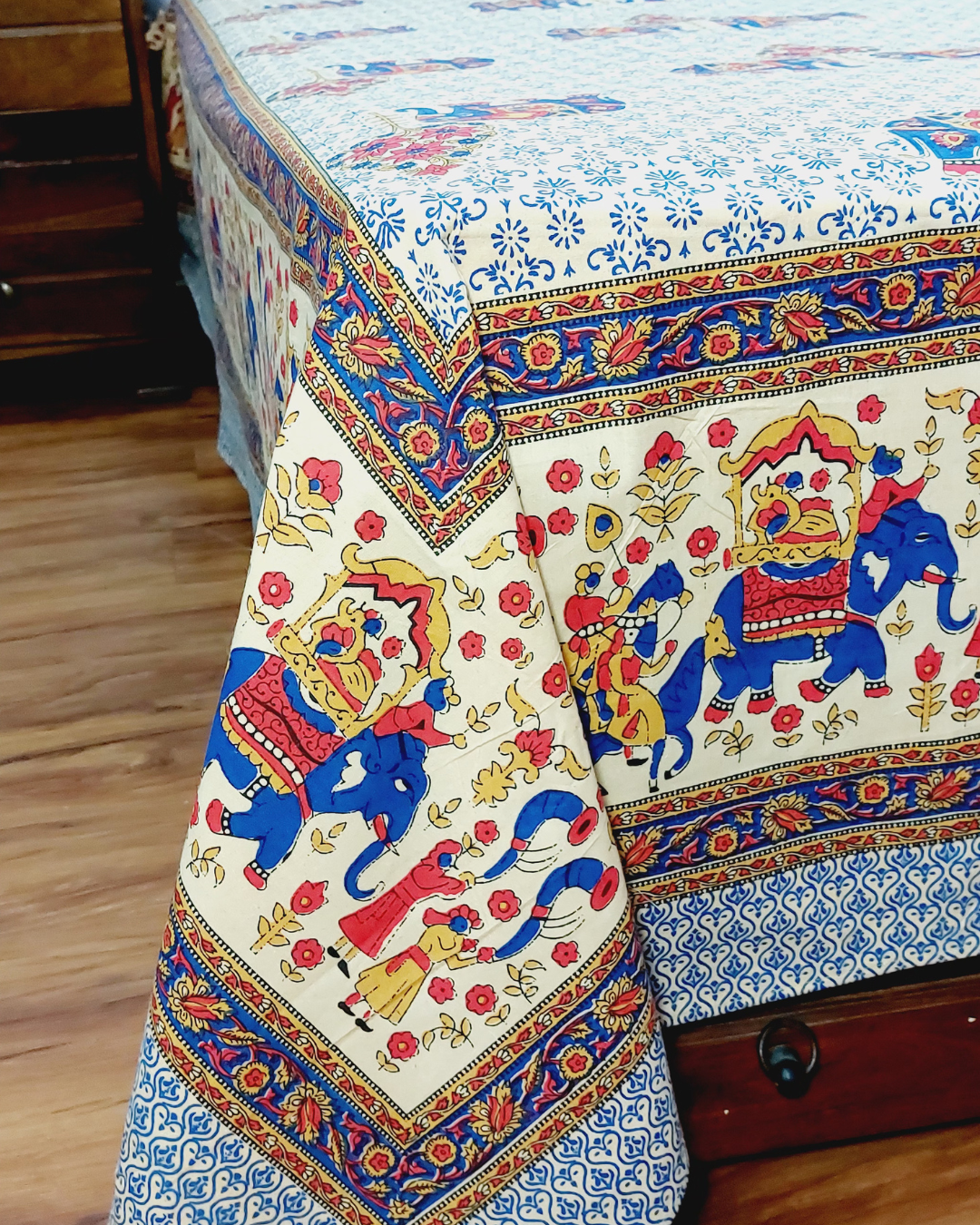 Cotton Elephant Barat Print King Size Bedsheet