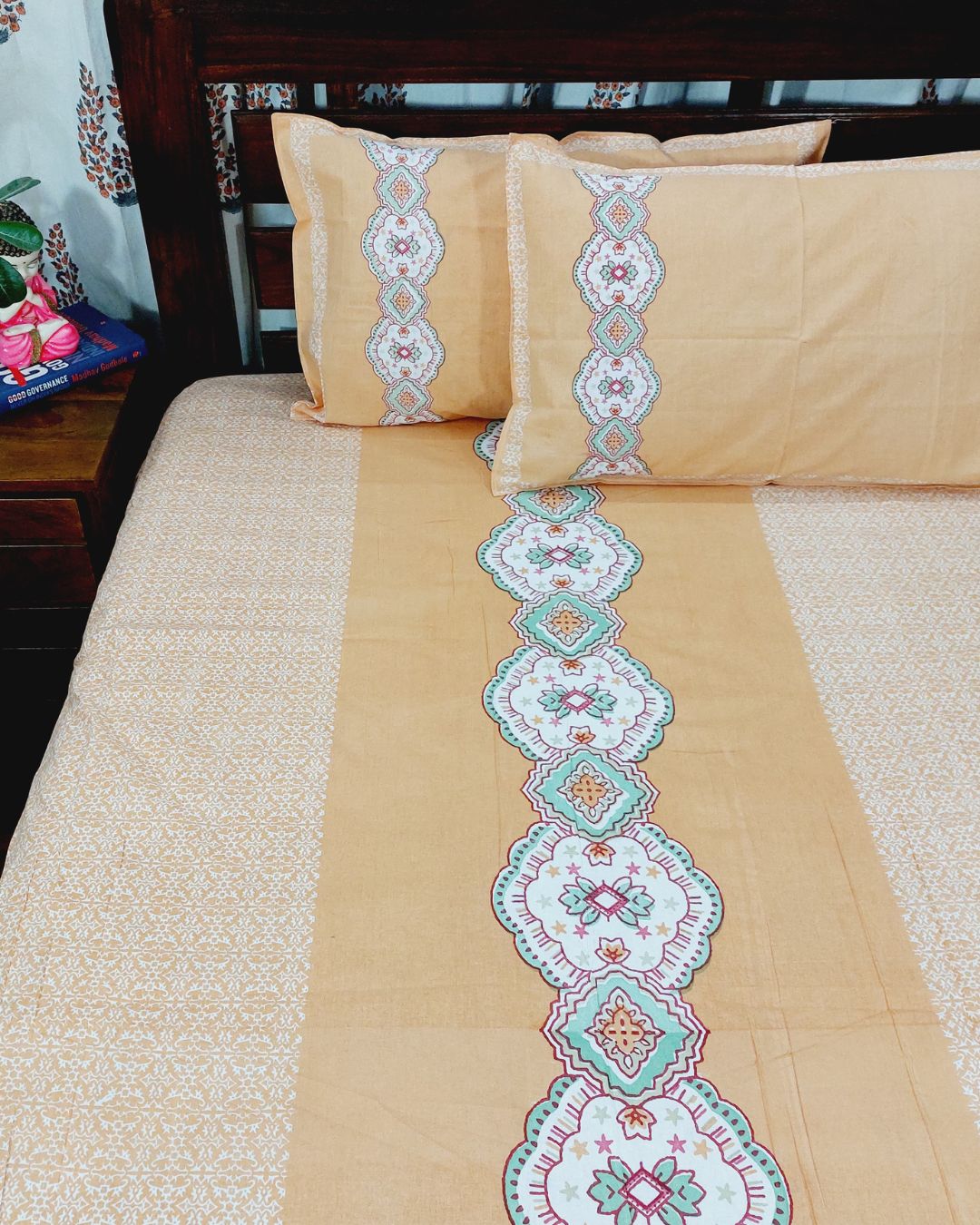 Cotton King Size Bedsheet Yellow Bal Print