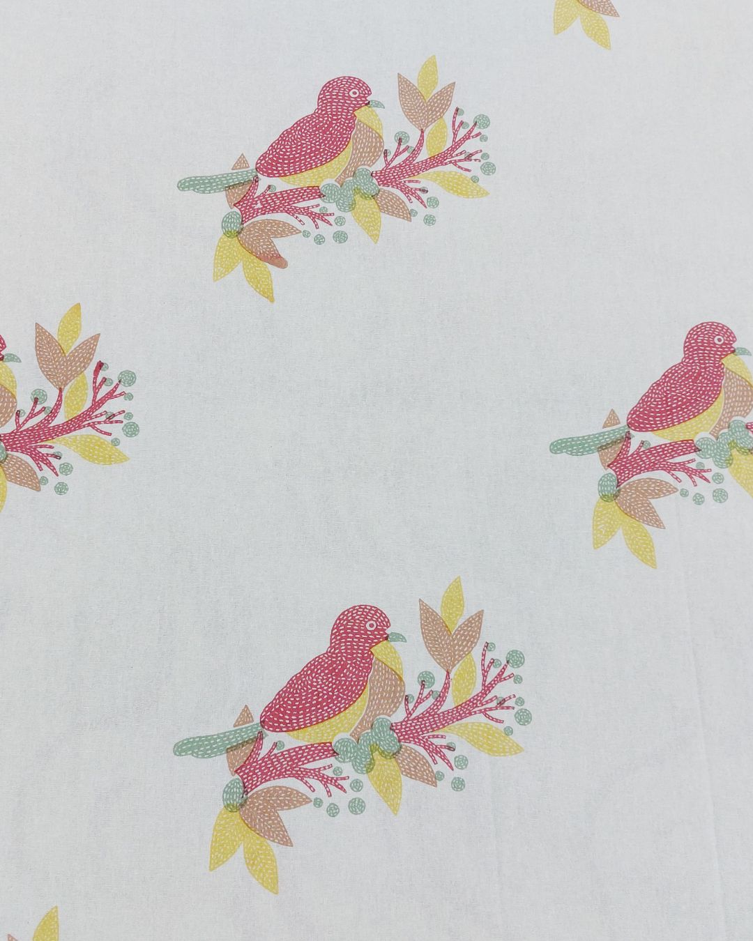 Cotton King Size Bedsheet Birds Floral Print