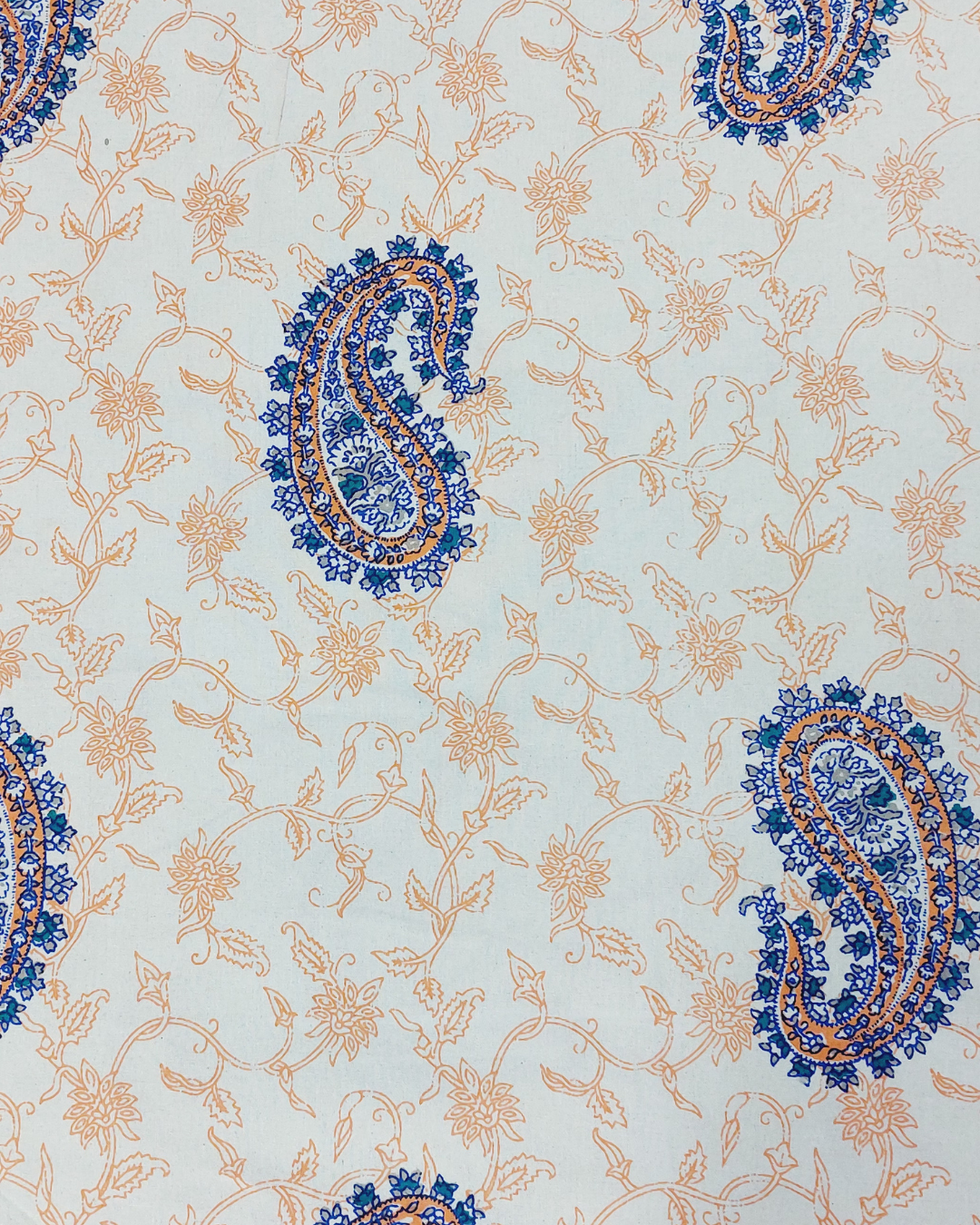 King Size Bedsheet Orange Blue Paisley Print