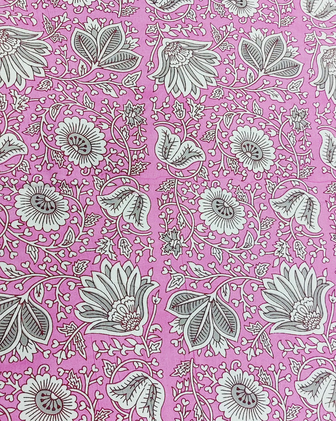 Cotton Floral Pink-White Bal Print King Size Bedsheet